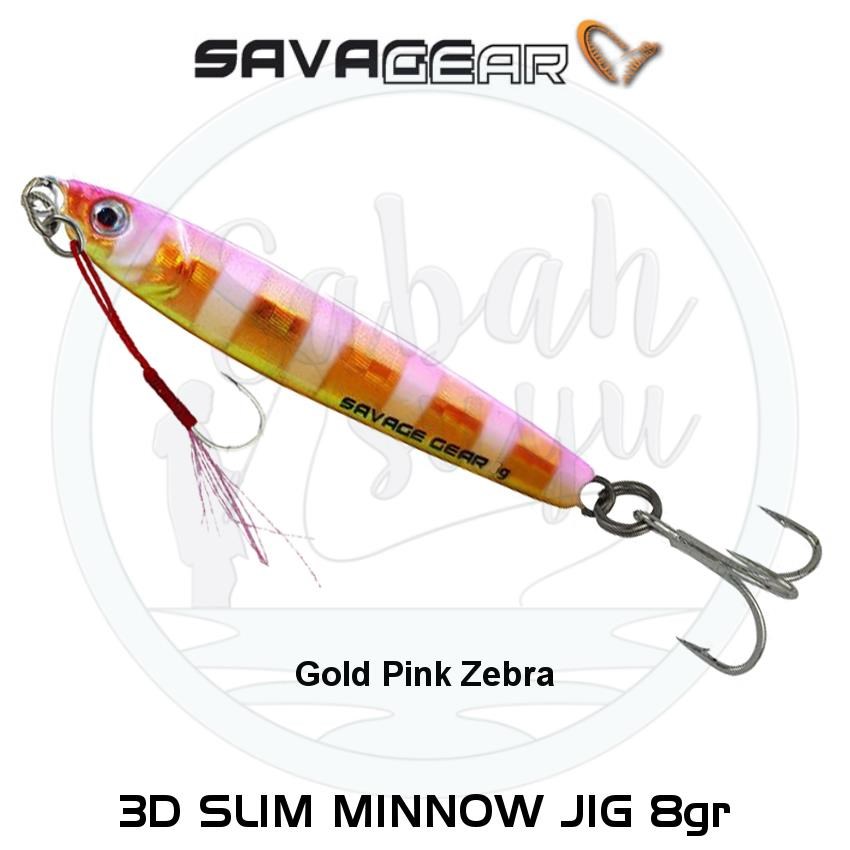 Savage Gear 3D Slim Minnow Baby Jig 8g 5.4cm Gold Pink Zebra