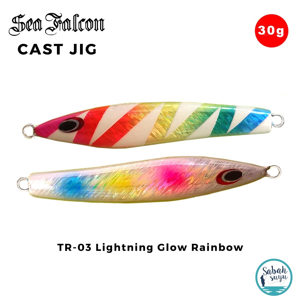 Sea Falcon Cast Jig 30gr TR-03 Lightning Glow Rainbow