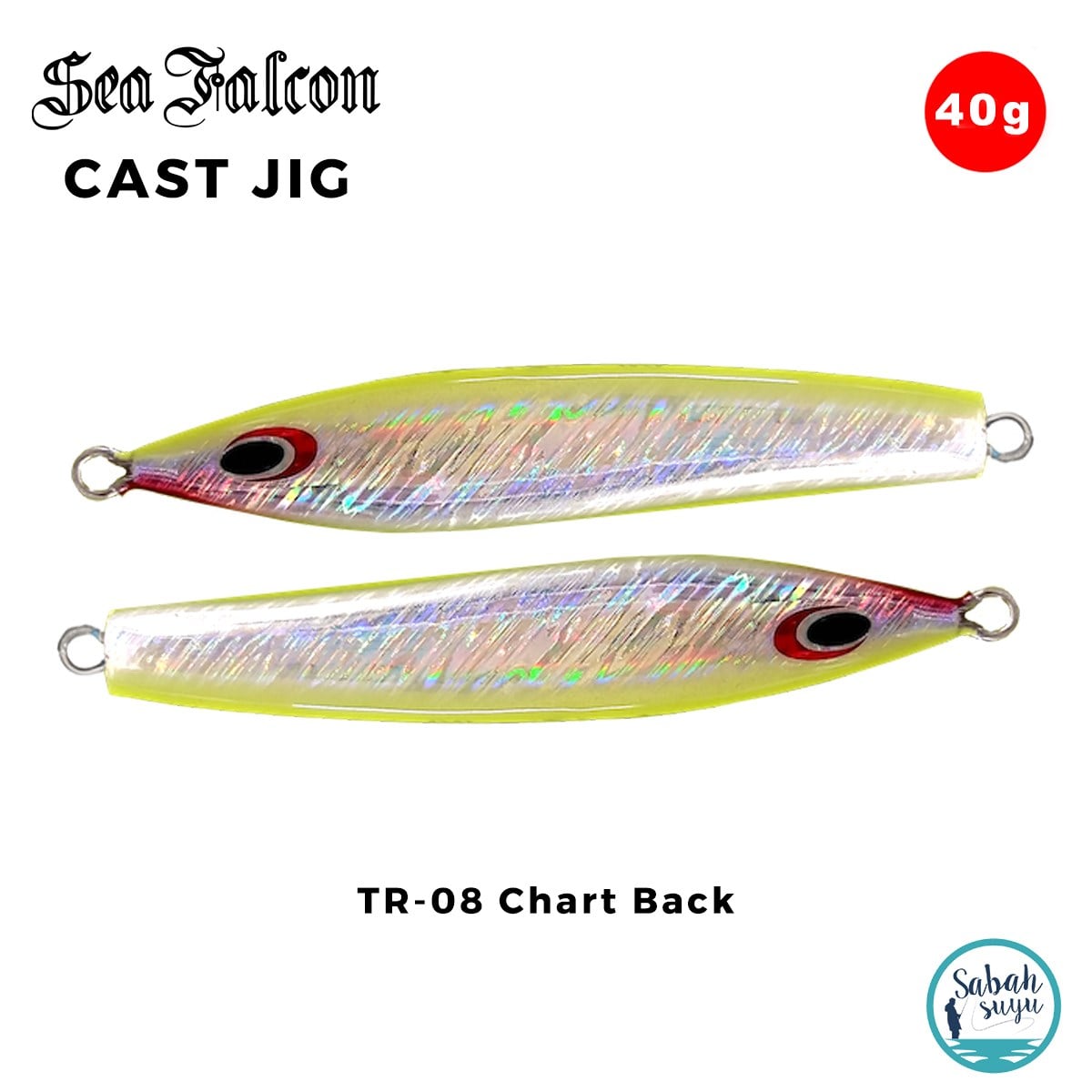 Sea Falcon Cast Jig 40gr TR-08 Chart Back