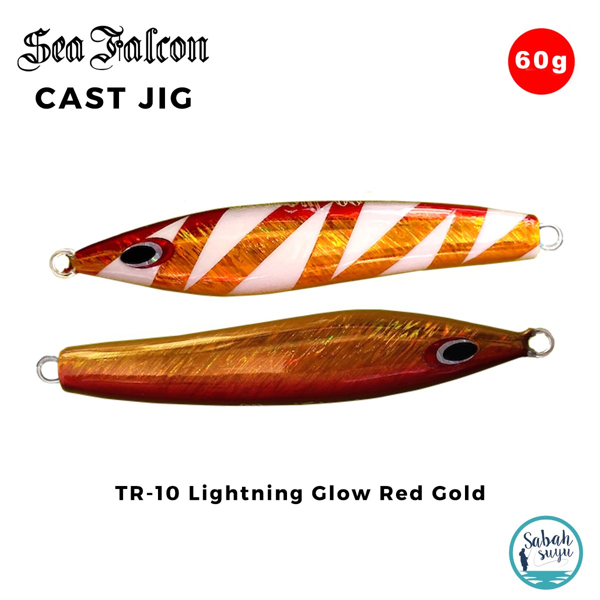 Sea Falcon Cast Jig 60gr TR-10 Lightning Glow Red Gold