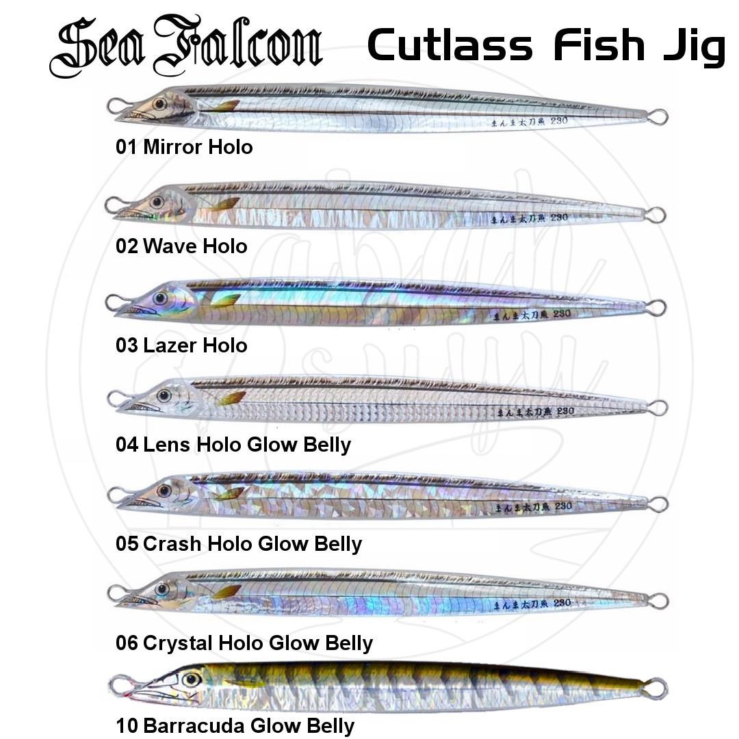 Sea Falcon Cutlass Fish Jig 180Gr. 04 Lens Holo Glow Belly