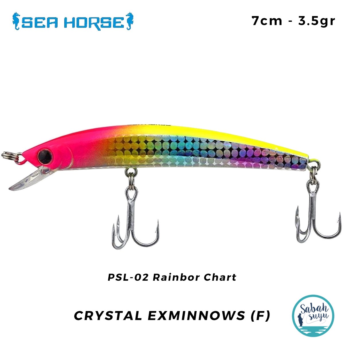 Sea Horse Crystal Exminnows (F) 7cm 3.5gr PSL-02 Rainbow Chart