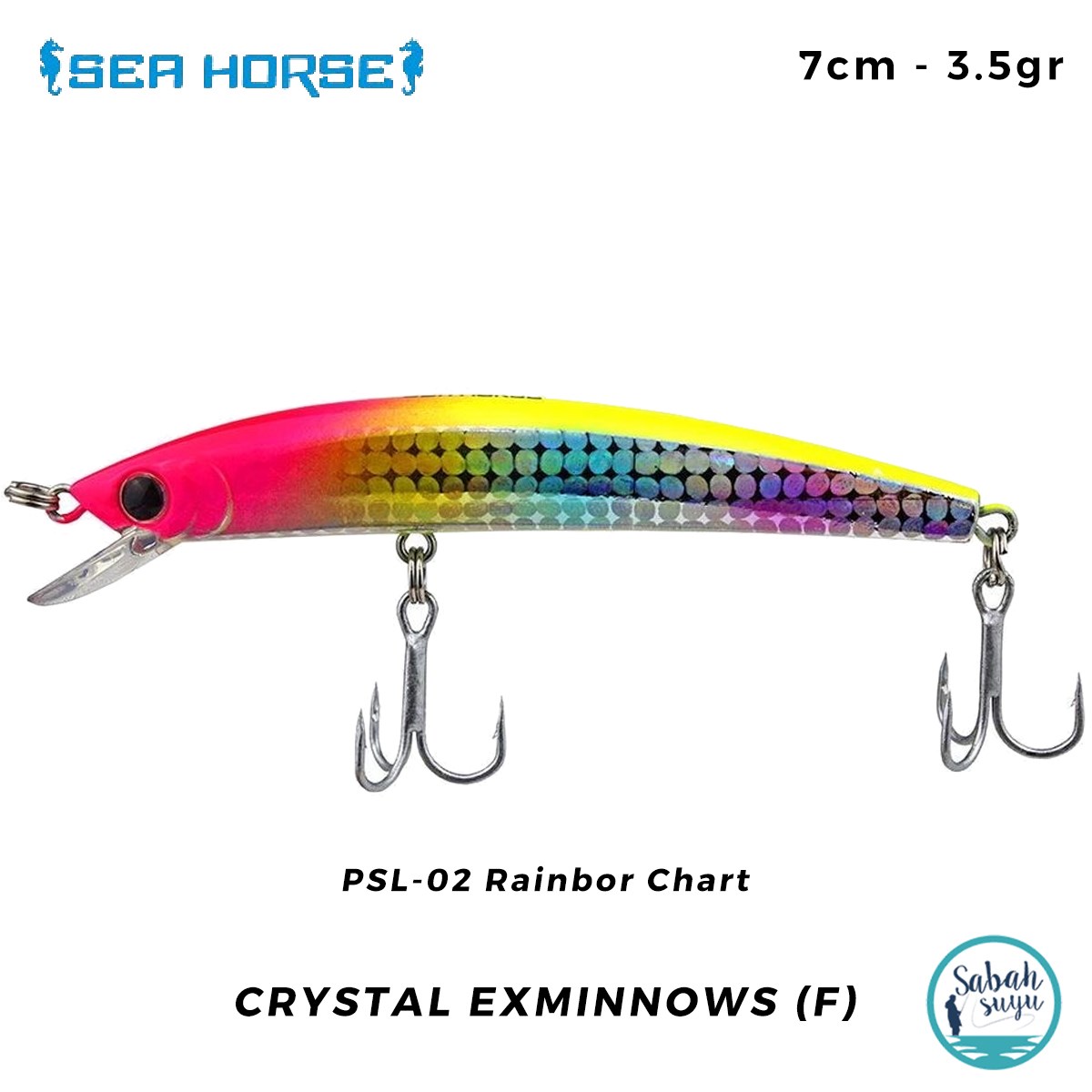 Sea Horse Crystal Exminnows (F) 7cm 3.5gr PSL-02 Rainbow Chart