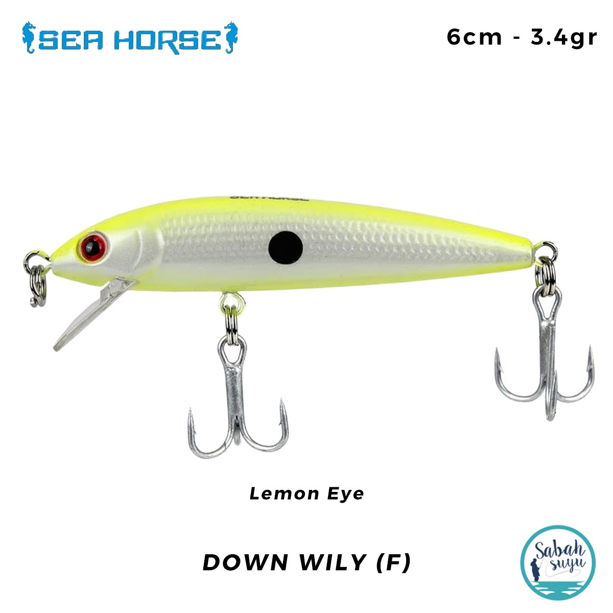 Sea Horse Down Wily (F) 6cm 3.4gr Lemon Eye