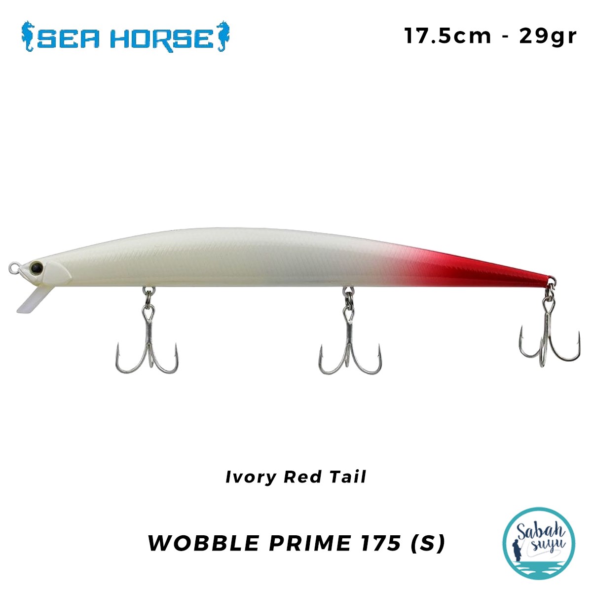 Sea Horse Wobble Prime 175 (S) 17.5cm 29gr Ivory Red Tail