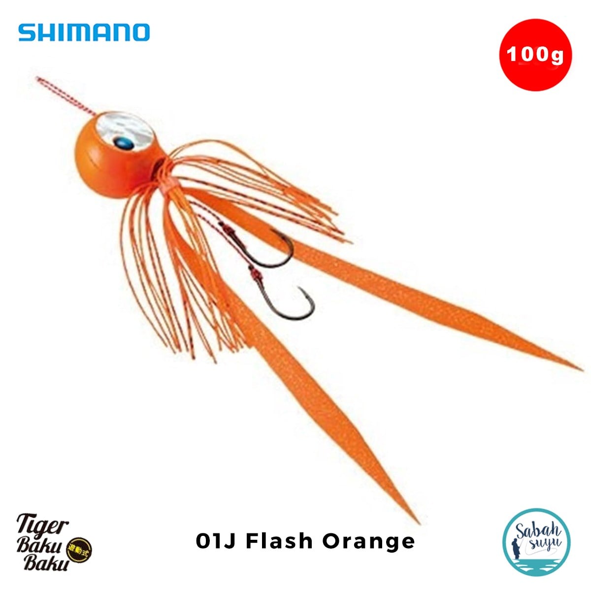 Shimano Engetsu Tiger Baku Baku Tai Rubber Jig 100gr 01J Flash Orange