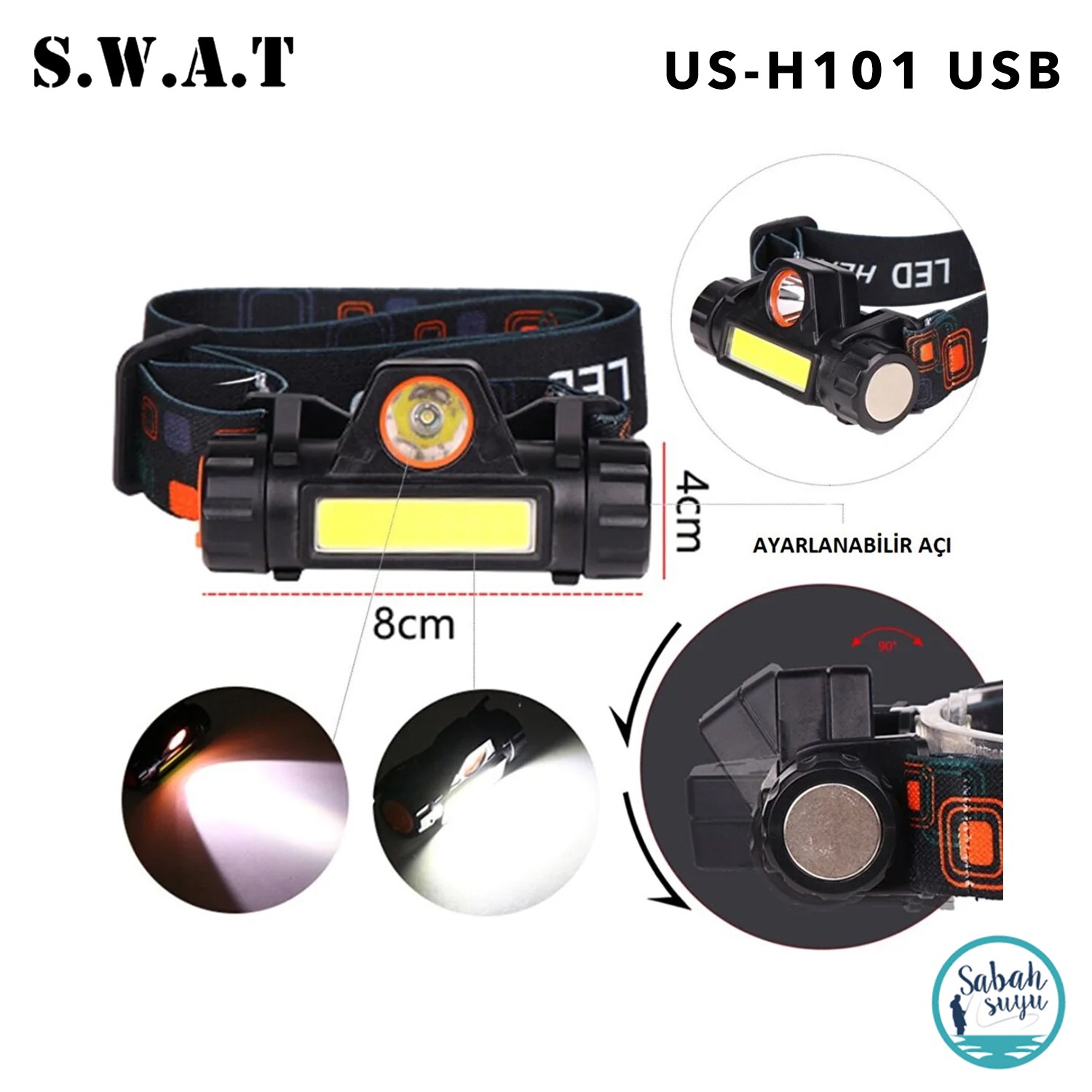 SWAT US-H 101 5W Şarjlı Led + Cob Kafa Lambası