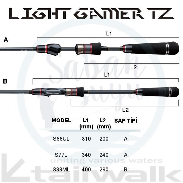 Tailwalk Light Gamer TZ S77L 2.31mt Max.15gr Spin Kamış