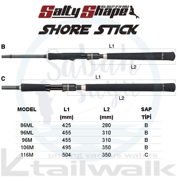 Tailwalk Salty Shape Shorestick 106M Spin Kamış 320cm 14-45gr