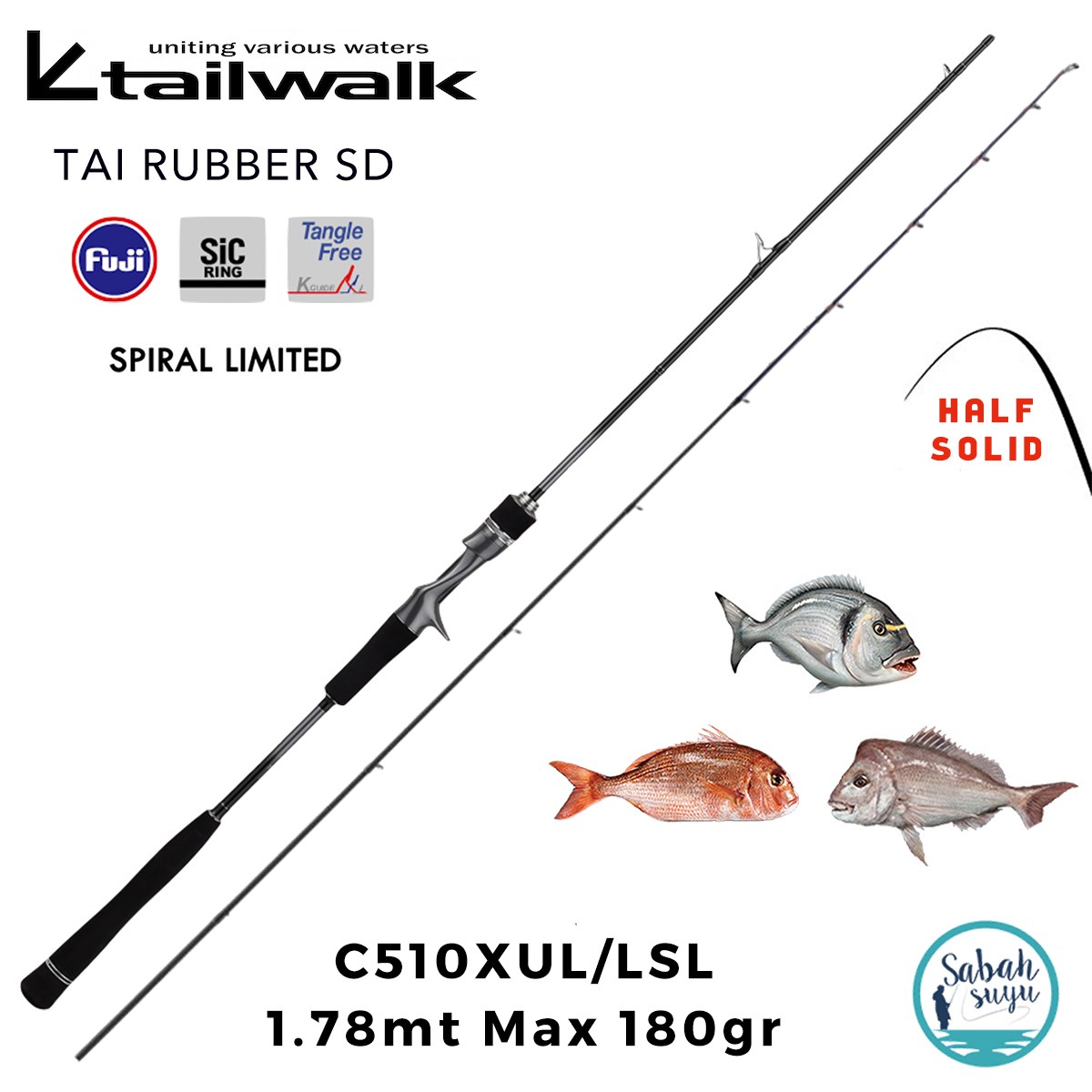 Tailwalk Tai Game SD Solid Spiral C510XUL/LSL 1.78mt 180gr (2P) Tetikli Tai Rubber Kamış