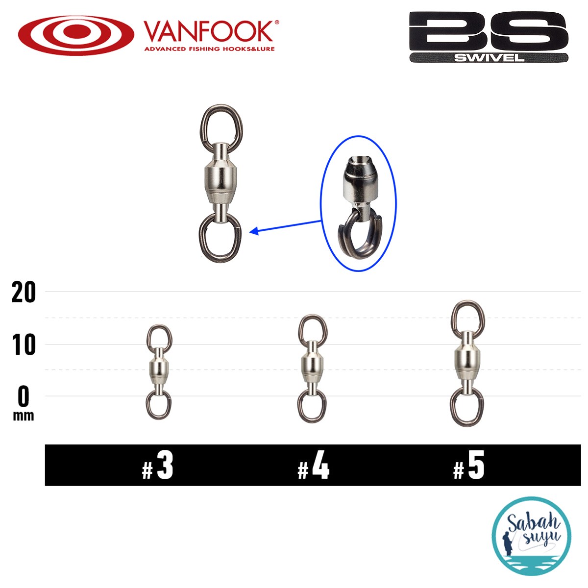 Vanfook BS Split Ring / Fırdöndü Fusso Black #5 120lb (3 Adet)
