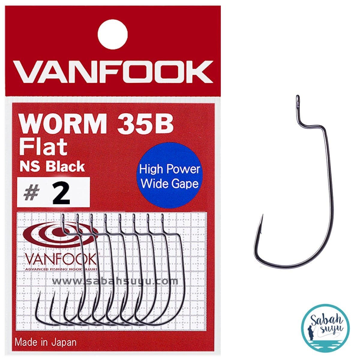 Vanfook Worm-35B Flat Offset İğne Siyah #2 (8 Adet)