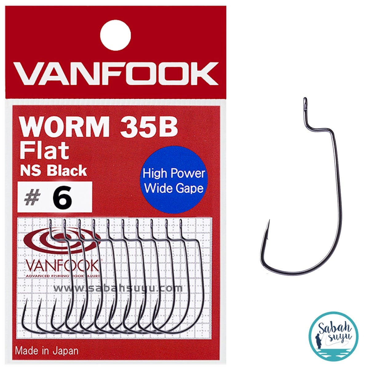 Vanfook Worm-35B Flat Offset İğne Siyah #6 (10 Adet)