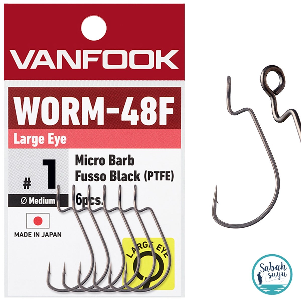 Vanfook Worm-48F Offset İğne Fusso Black #1 (6 Adet)