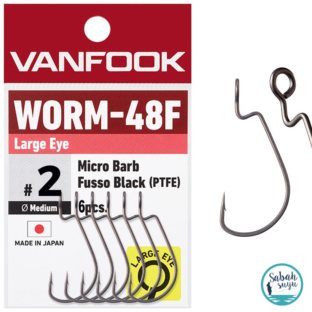 Vanfook Worm-48F Offset İğne Fusso Black #2 (6 Adet)