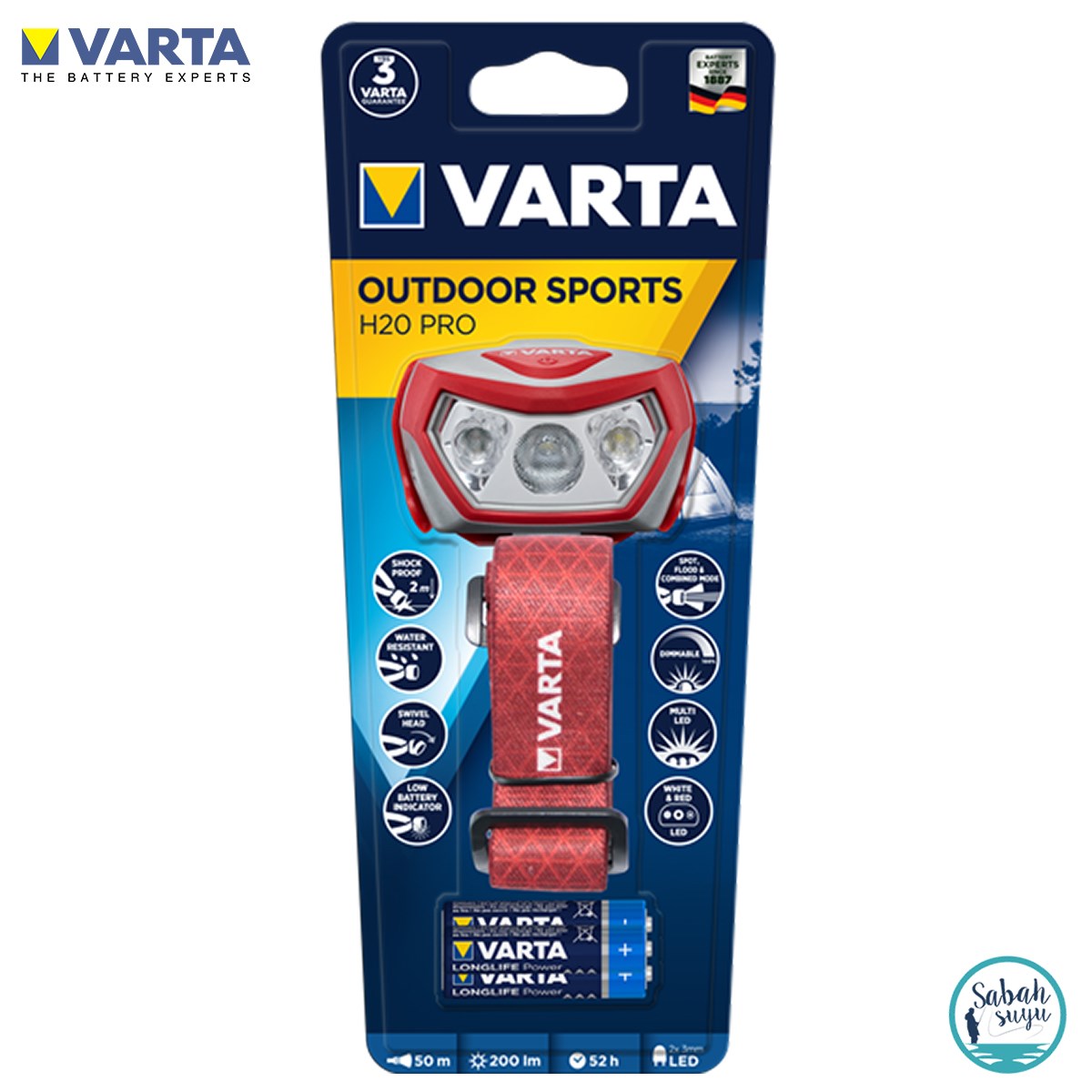 Varta 17650 H20 Pro 200 lm 50 mt Led Kafa Lambası 3XAAA