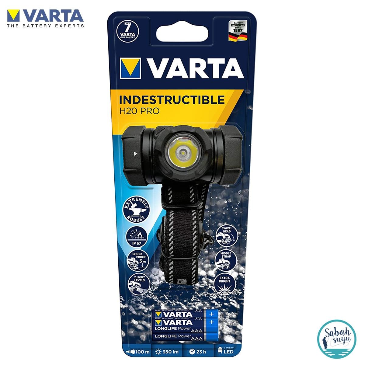 Varta 17732 H20 Pro 350 lm 100 mt Led Kafa Lambası 3XAAA