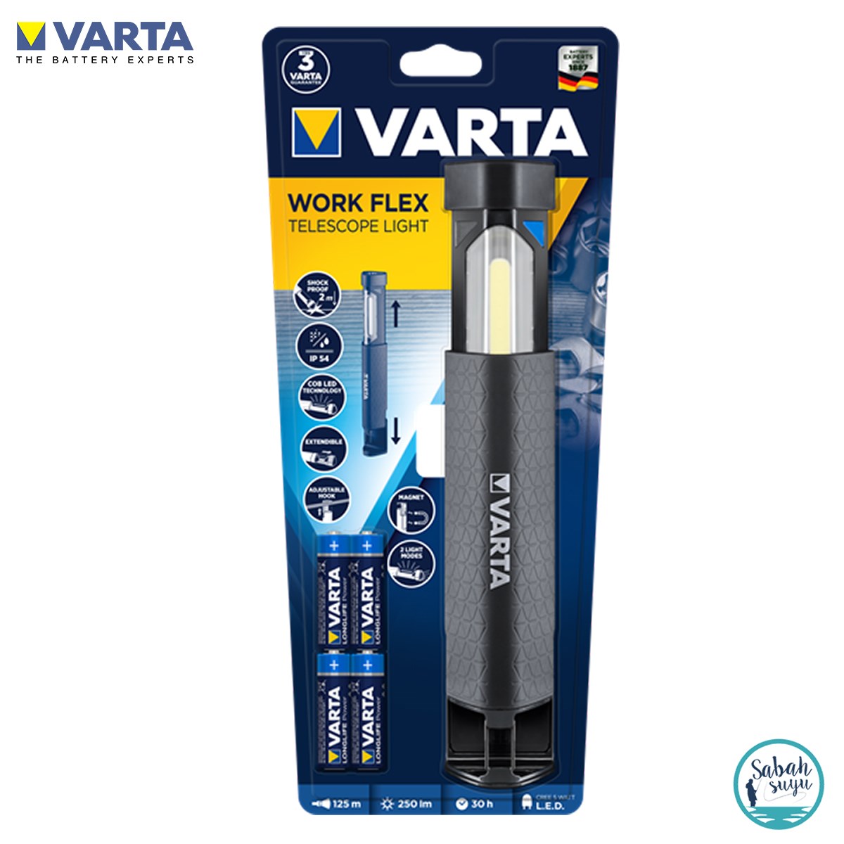 Varta 18646 Work Flex Telescope Light 5W Led Fener 4XAA