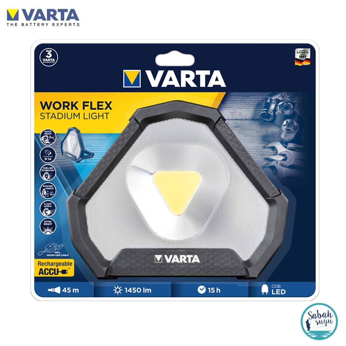 Varta 18647 Work Flex Stadium Light 1450 lm Şarjlı Led Lamba