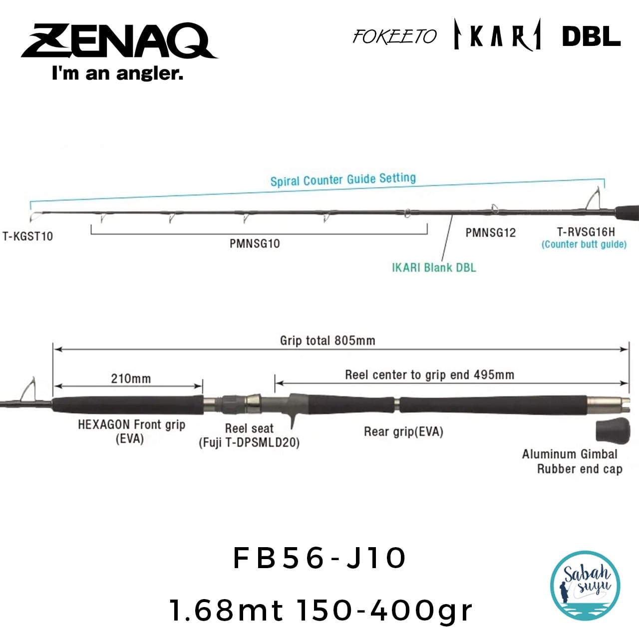 Zenaq Fokeeto DBL FB56-J10 İkari 1.68mt 150-400gr (1P) Tetikli Jigging Kamış