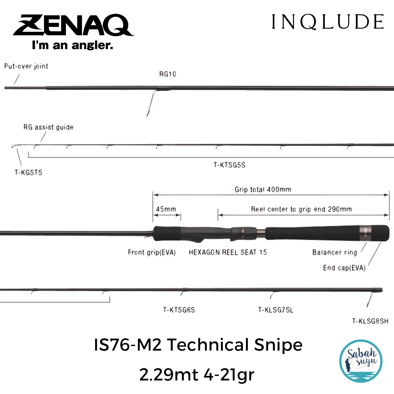 Zenaq Inqlude IS76-M2 Technical Snipe (RG) 2.29mt 4-21gr (2P) Spin Kamış