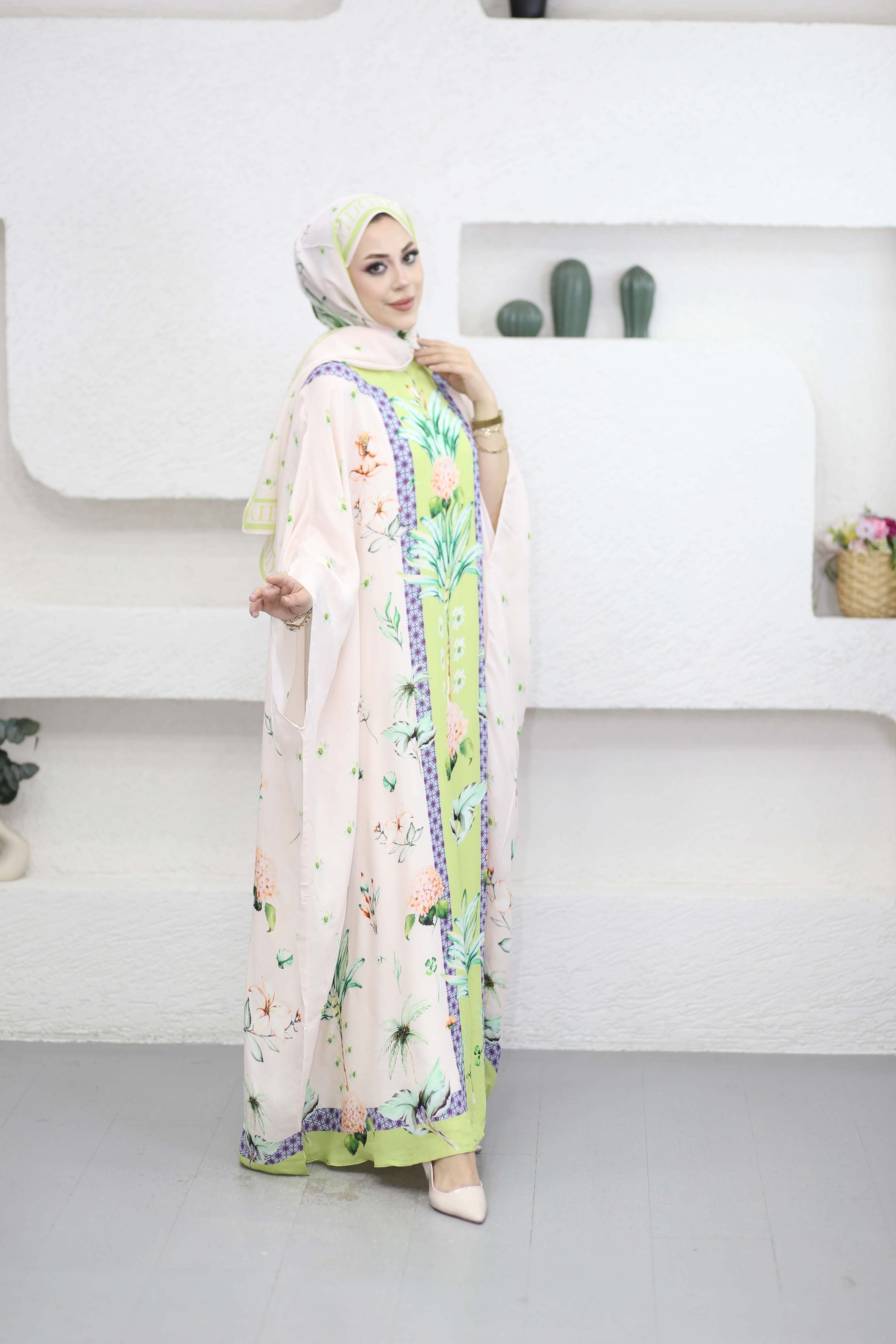 Lunara Floş Kaftan Pudra 1558