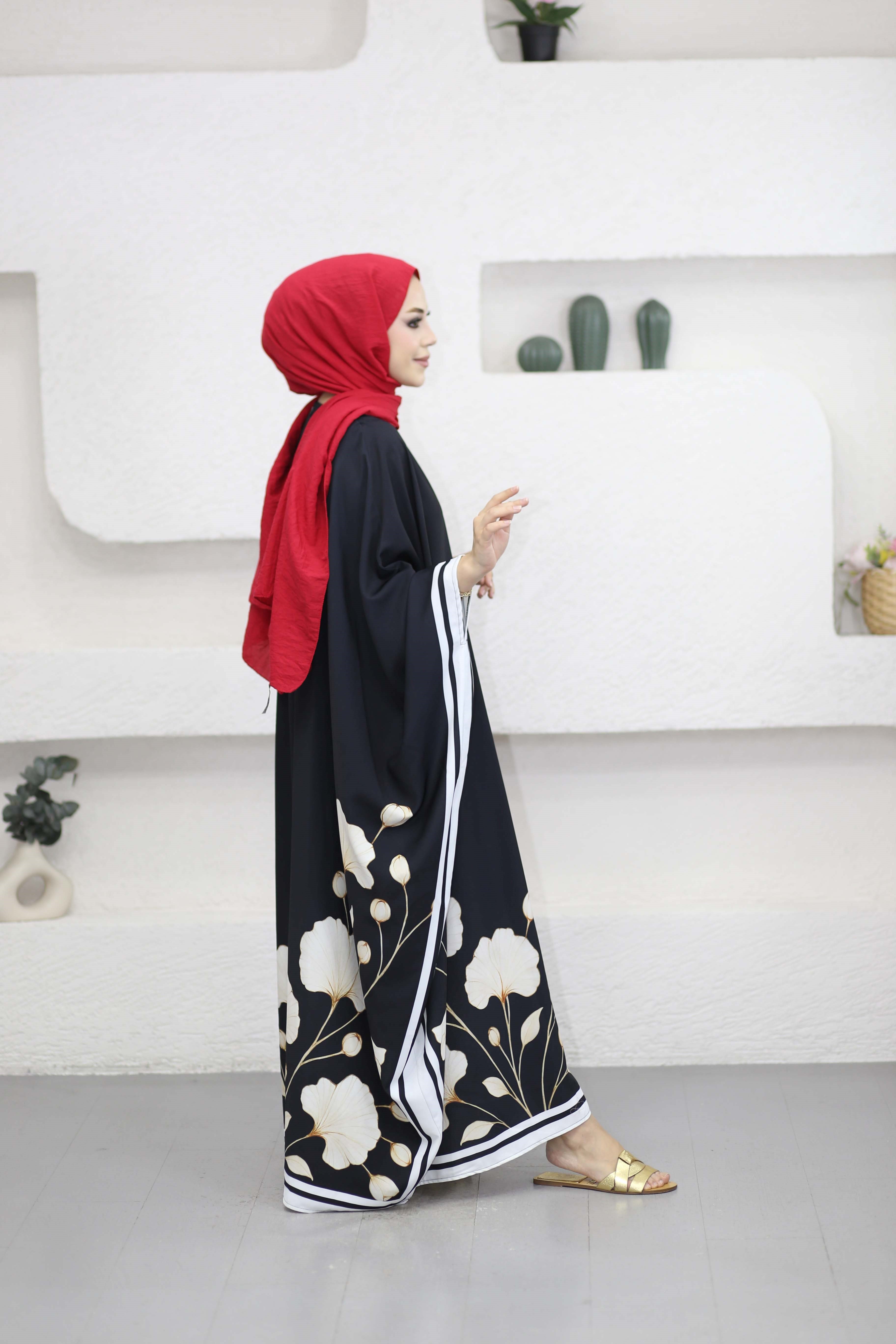 Melike Floş Kaftan Siyah 1359