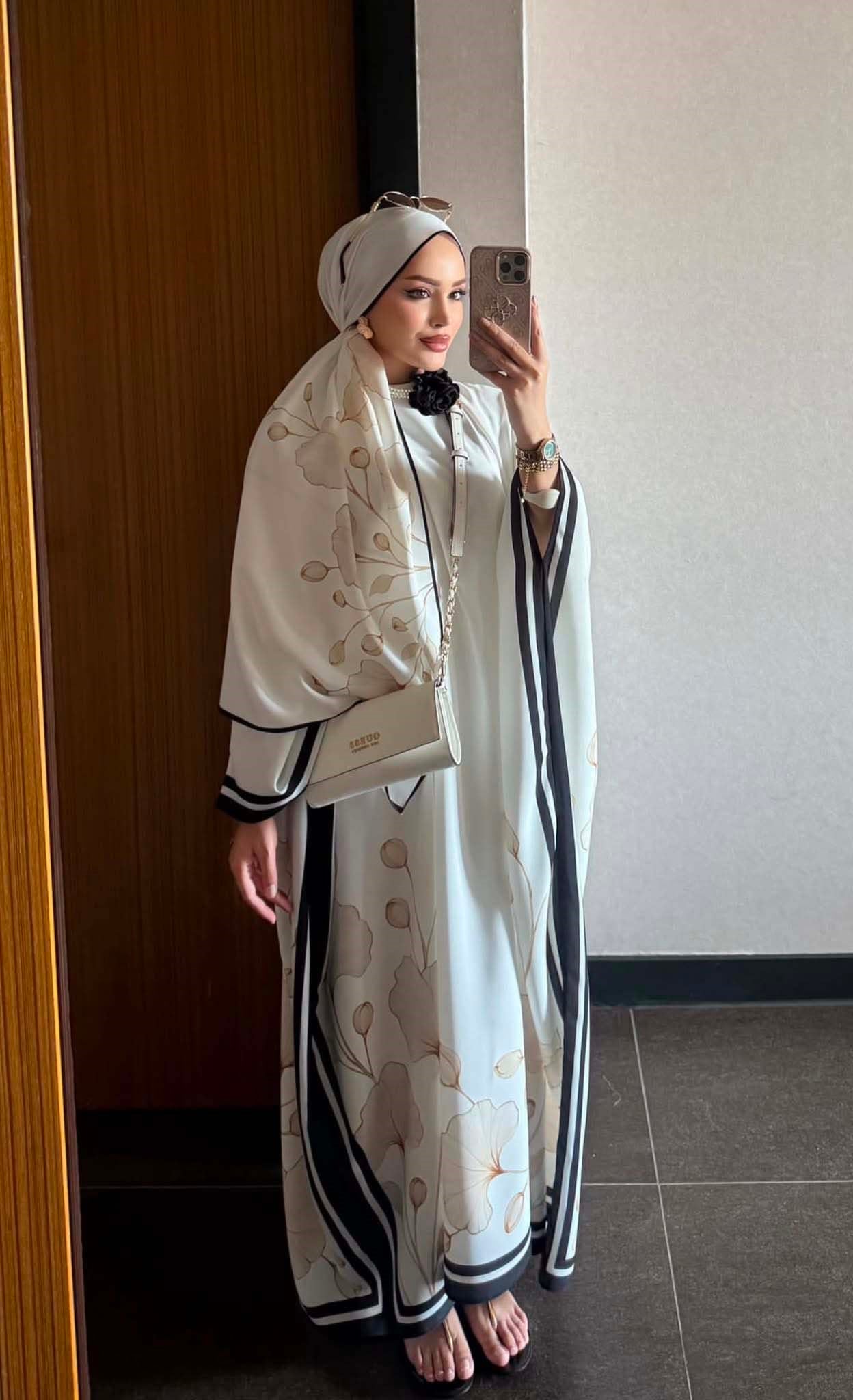 Melike Floş Kaftan Krem 1359