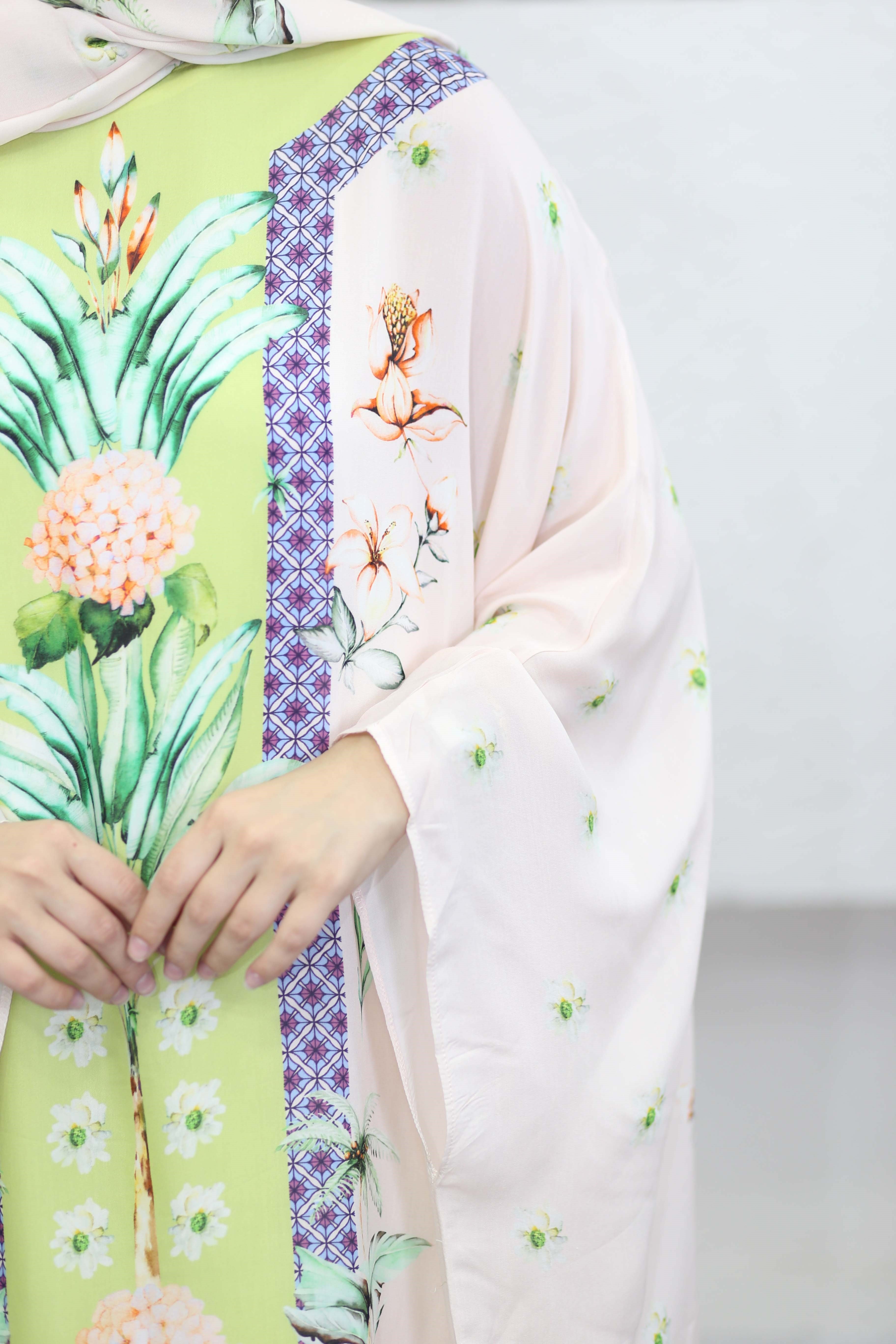 Lunara Floş Kaftan Pudra 1558