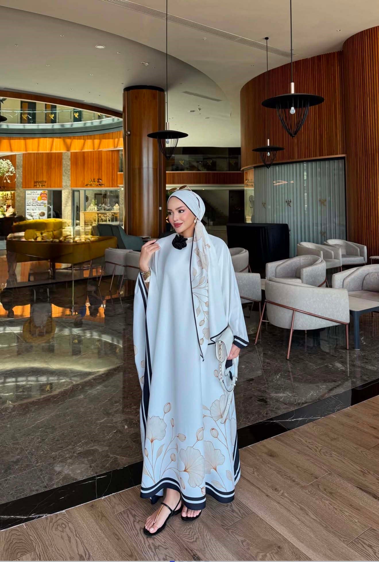 Melike Floş Kaftan Krem 1359