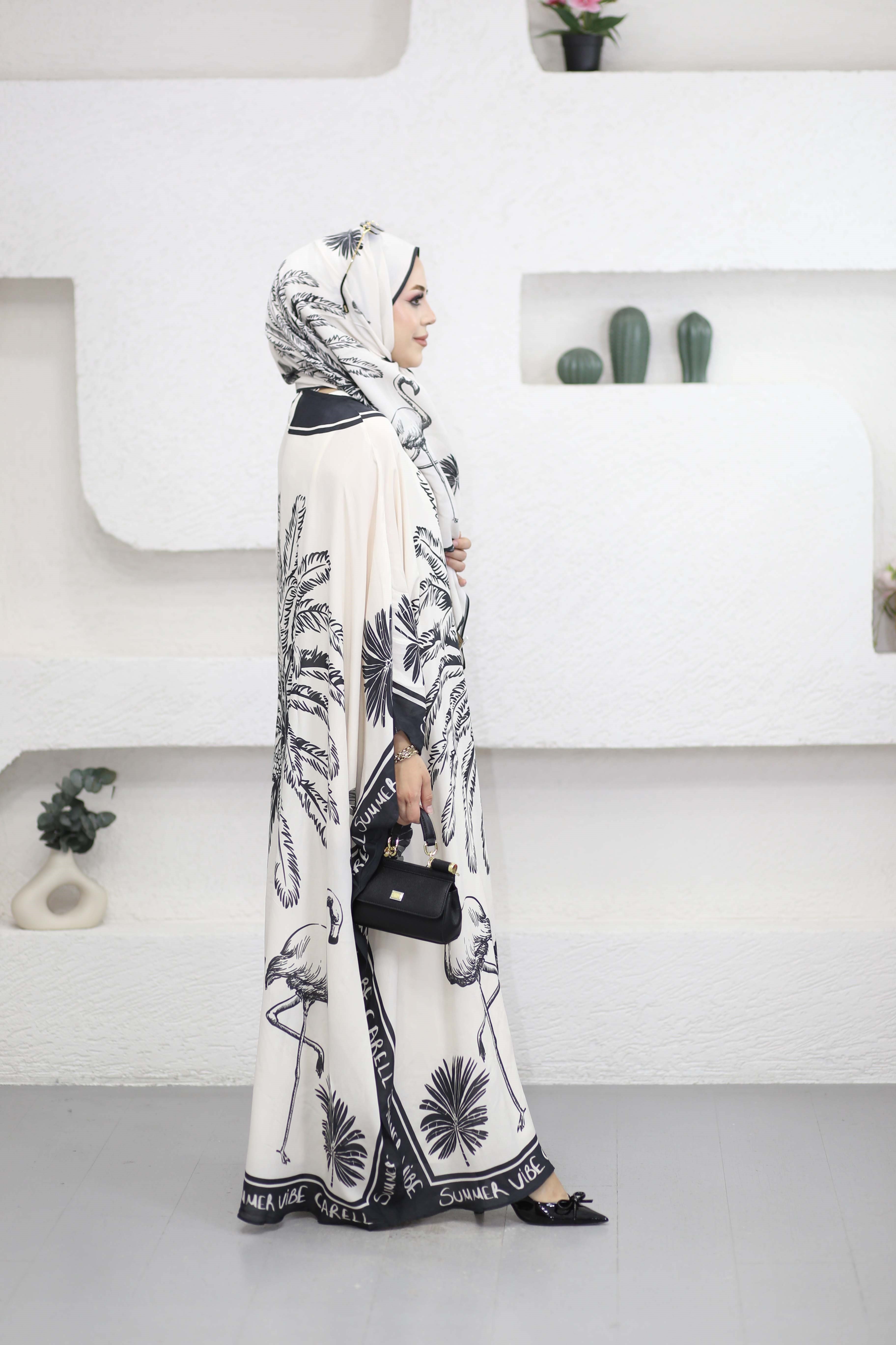 Noir Floş Kaftan Krem 1558