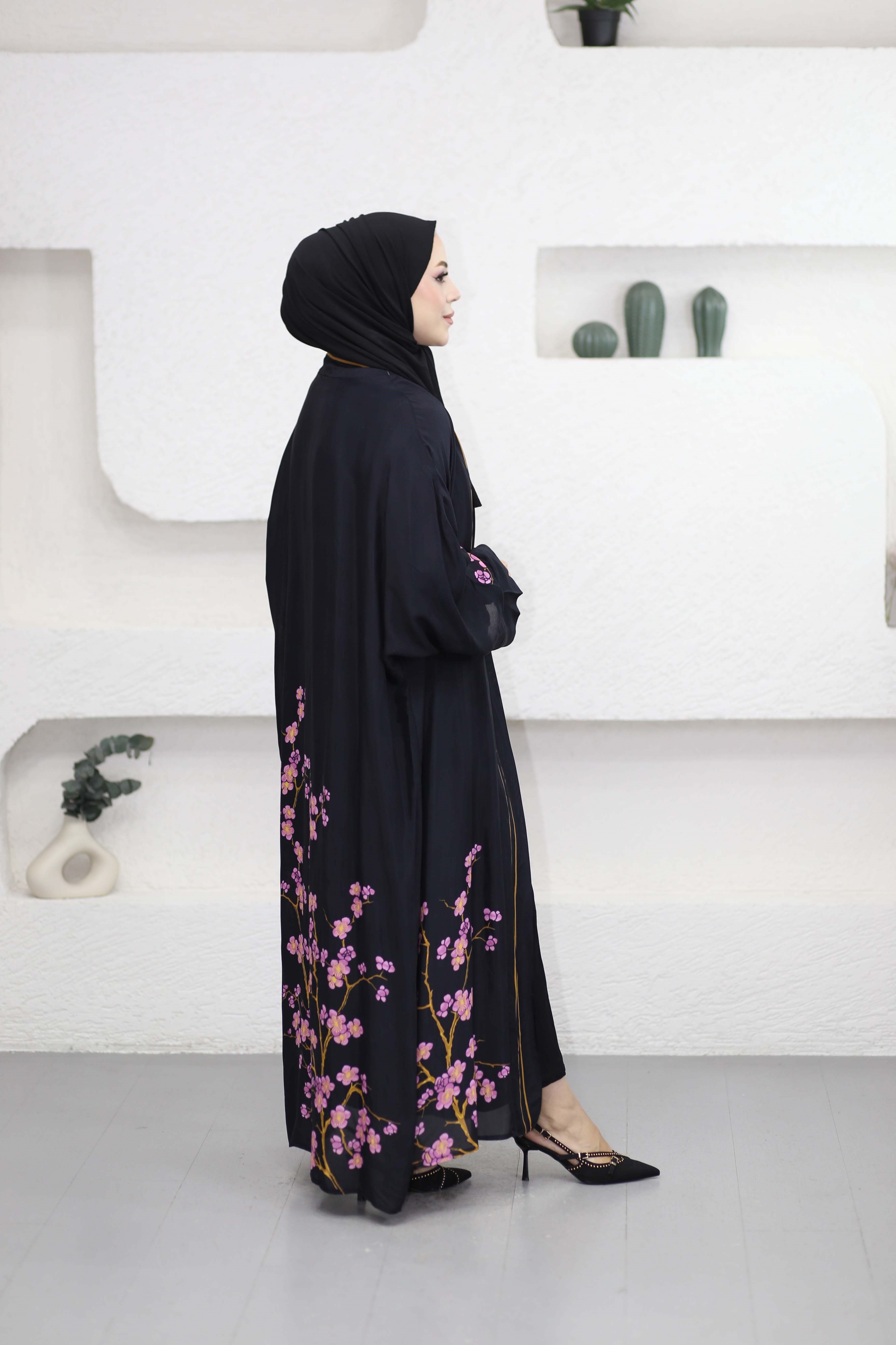 Bloomera Floş Abaya Siyah 8917