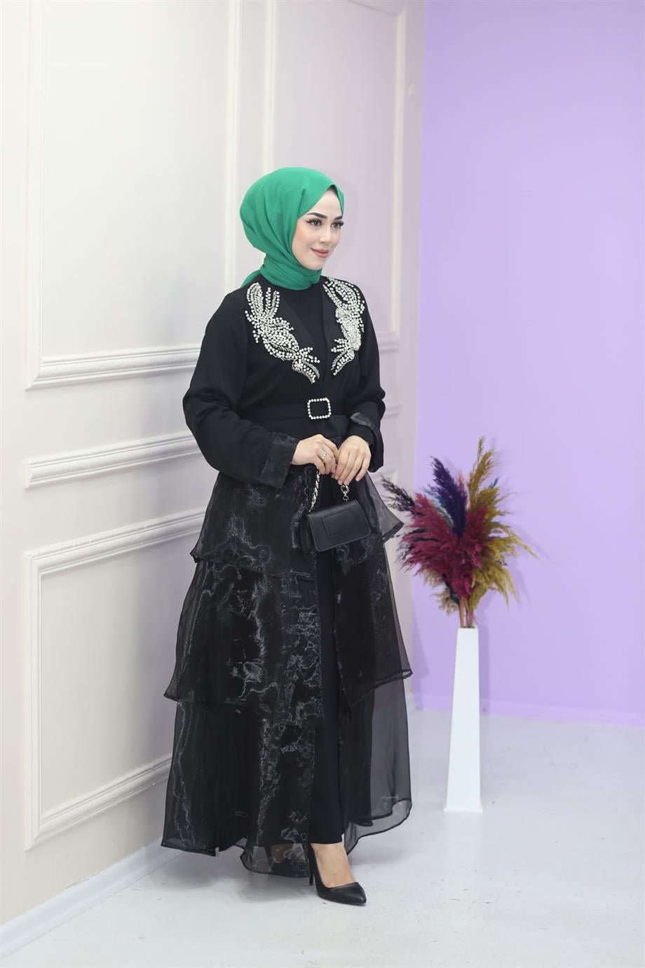 Bihter Abaya Siyah 6028