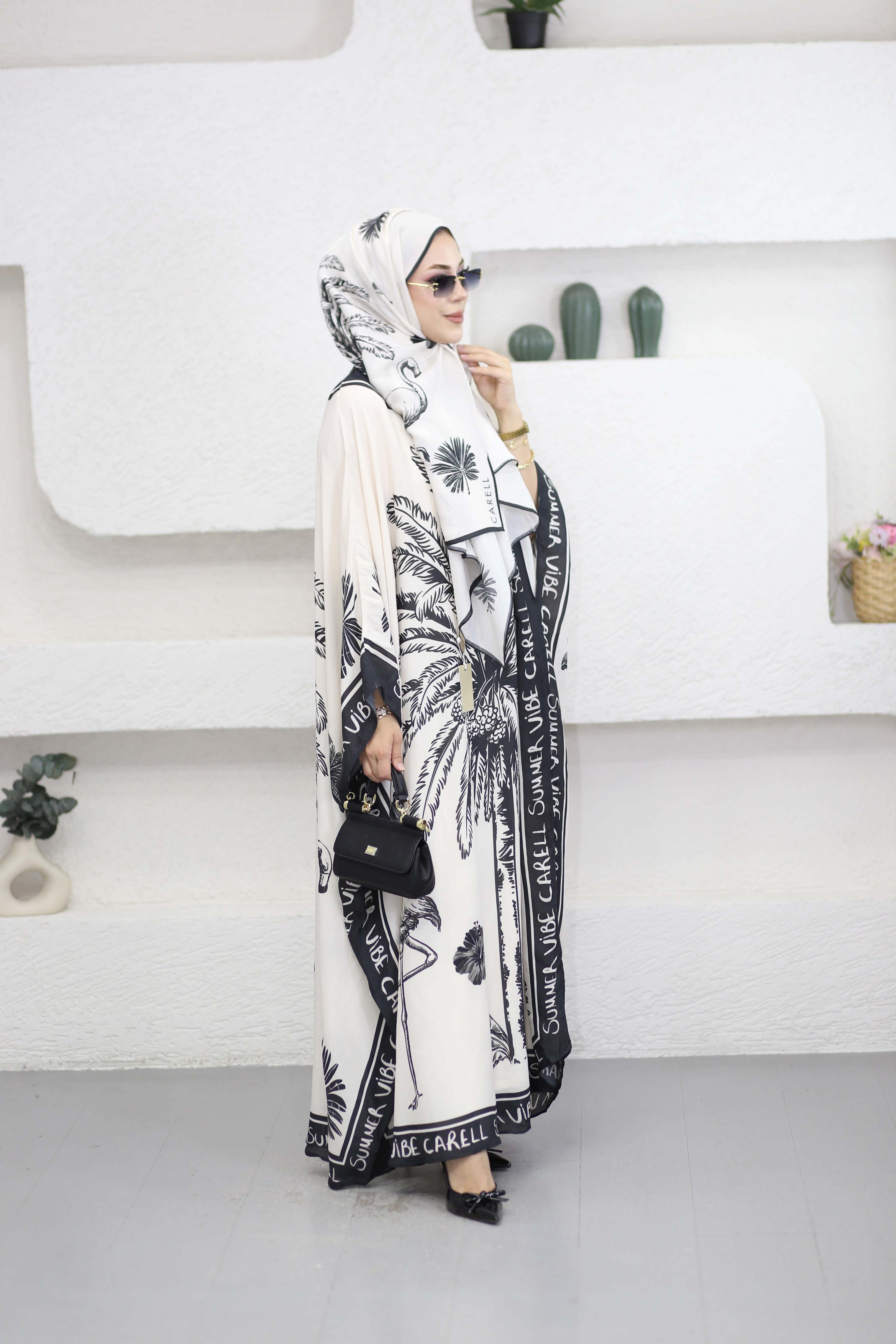 Noir Floş Kaftan Krem 1558