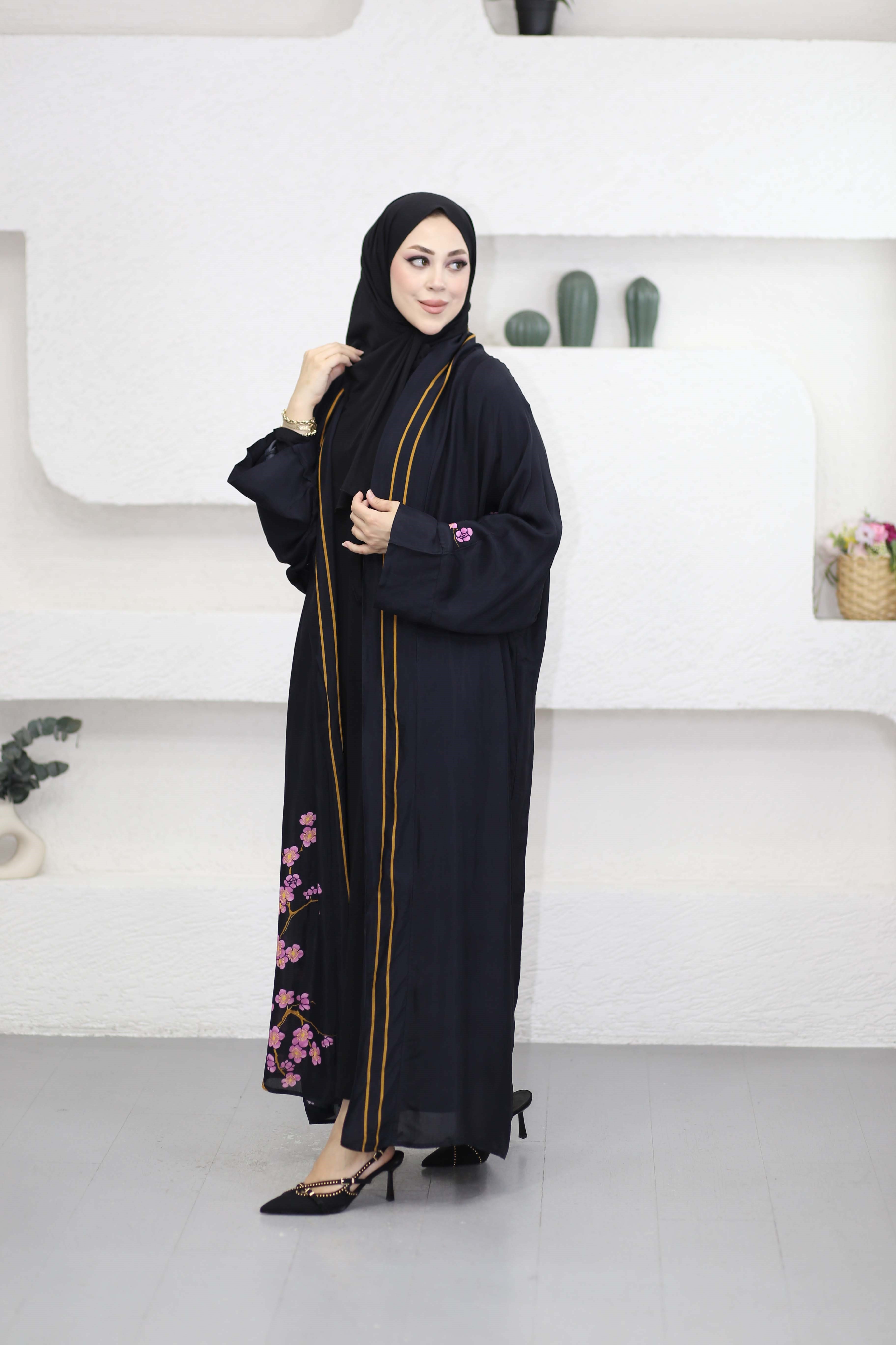 Bloomera Floş Abaya Siyah 8917