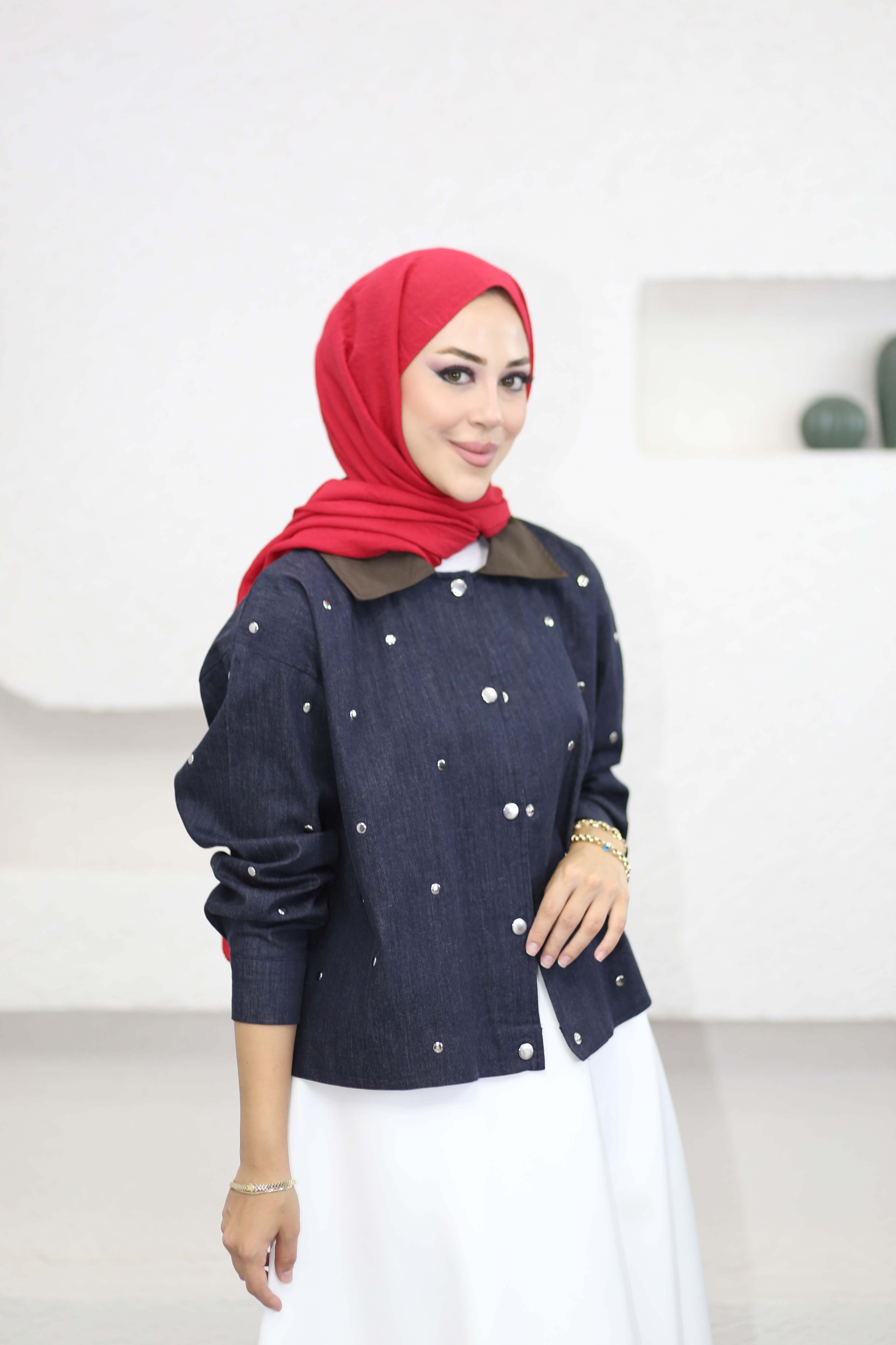 Drop Detaylı Kot Ceket Lacivert 3351