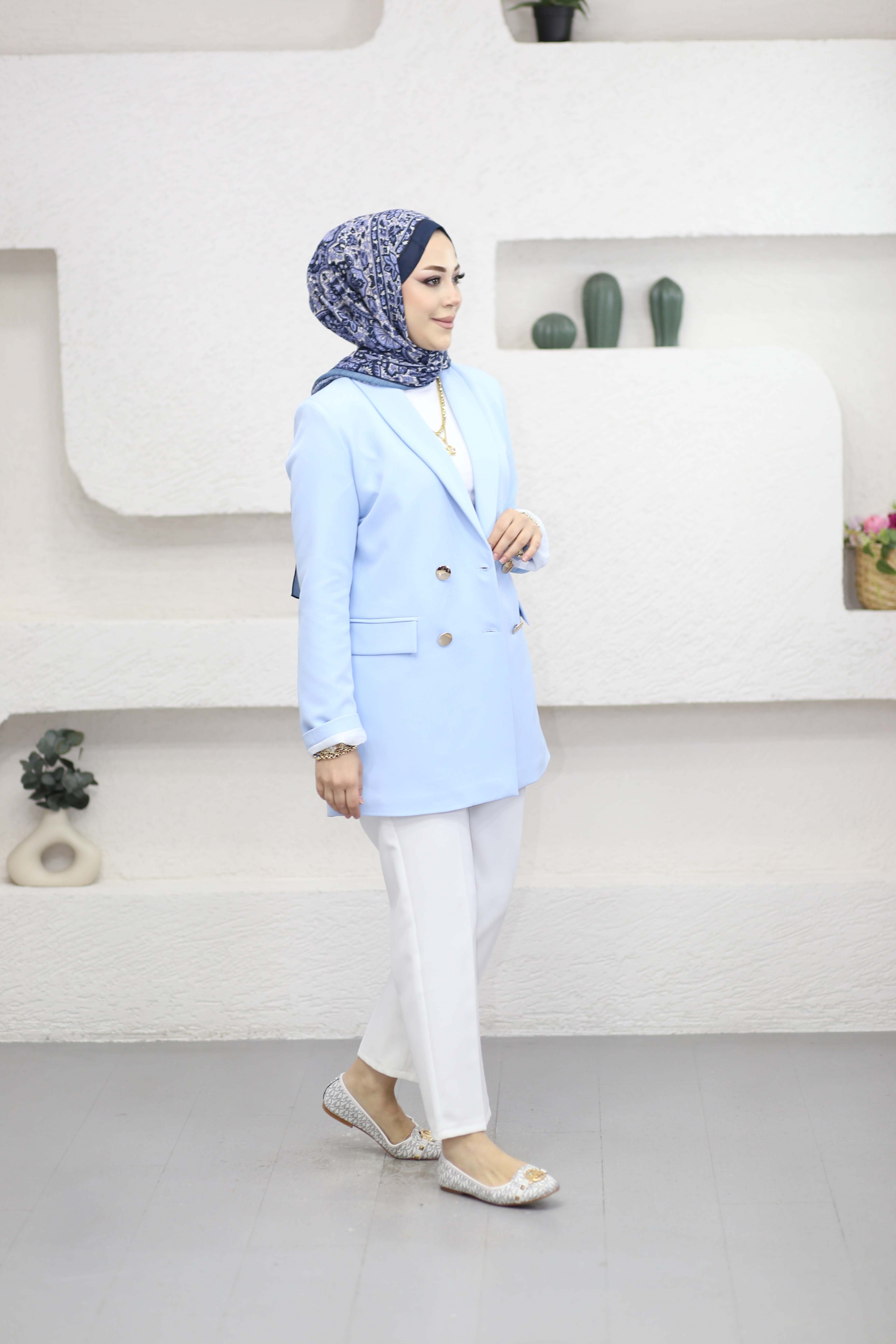 Düğmeli Ceket Bebe Mavi 1156