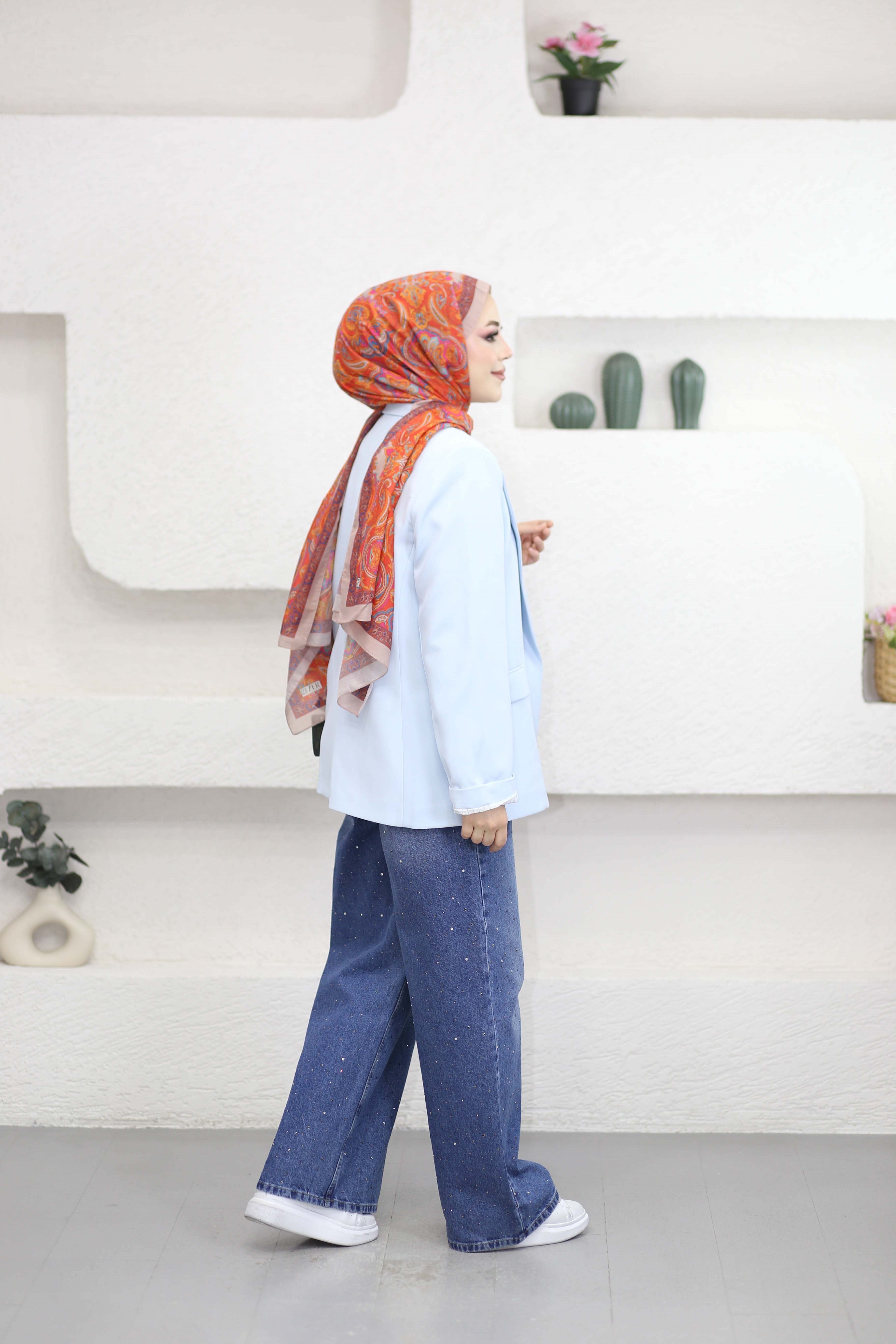 Düğmesiz Dabıl Ceket Bebe Mavi 6009