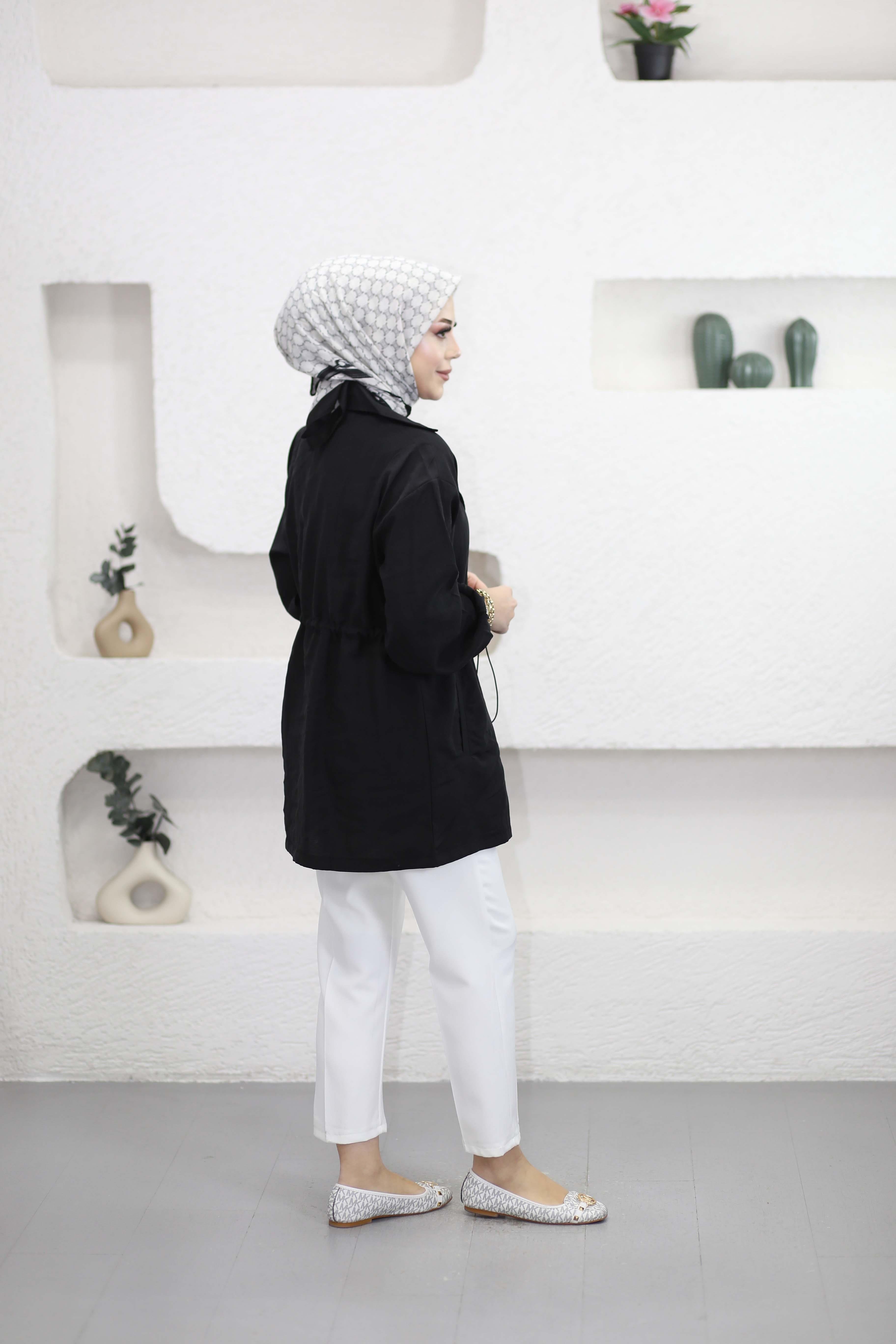Beli Bağcıklı Ceket Siyah 3225