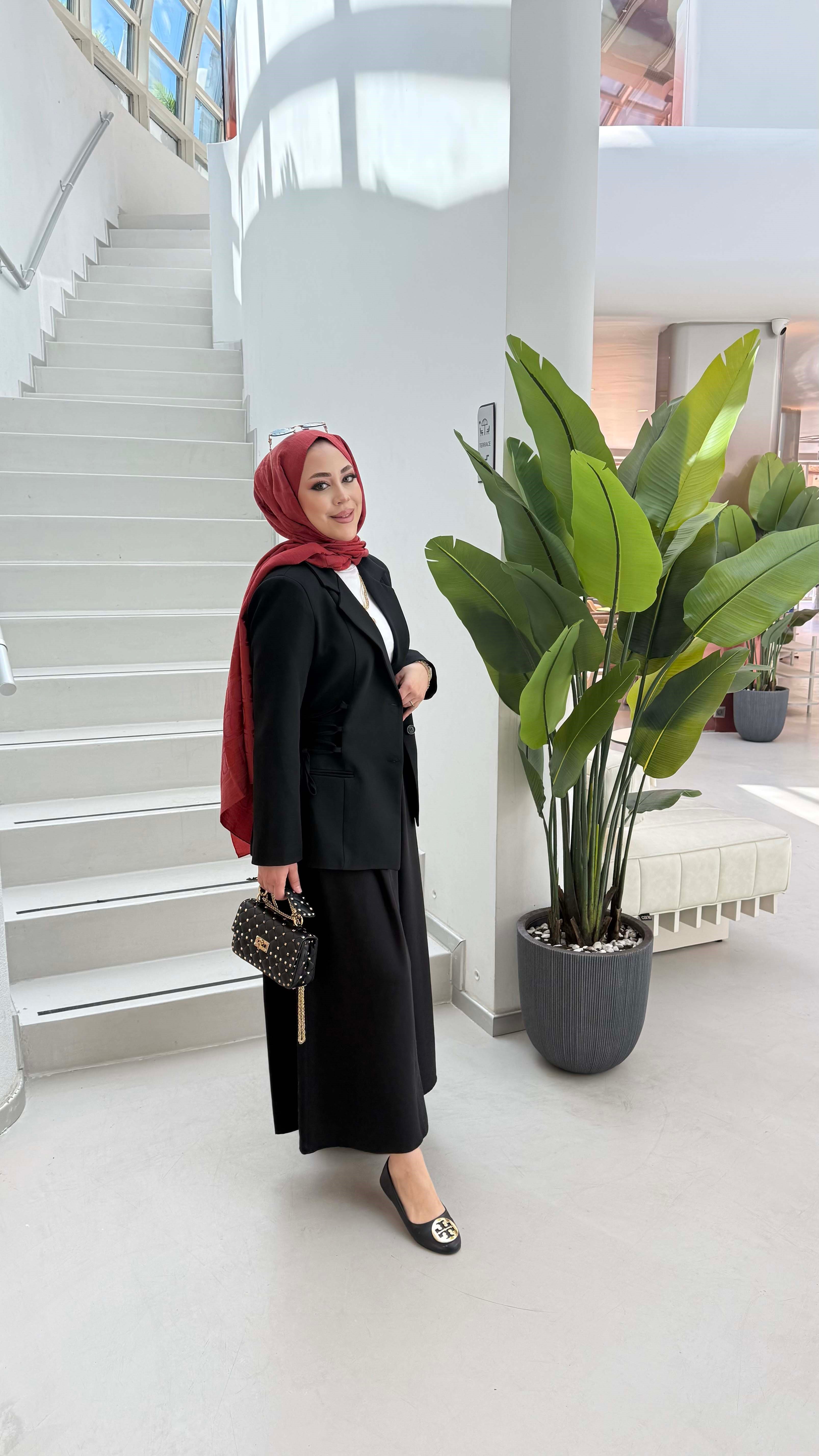 Yanları Bağlama Detaylı Ceket Siyah 1287