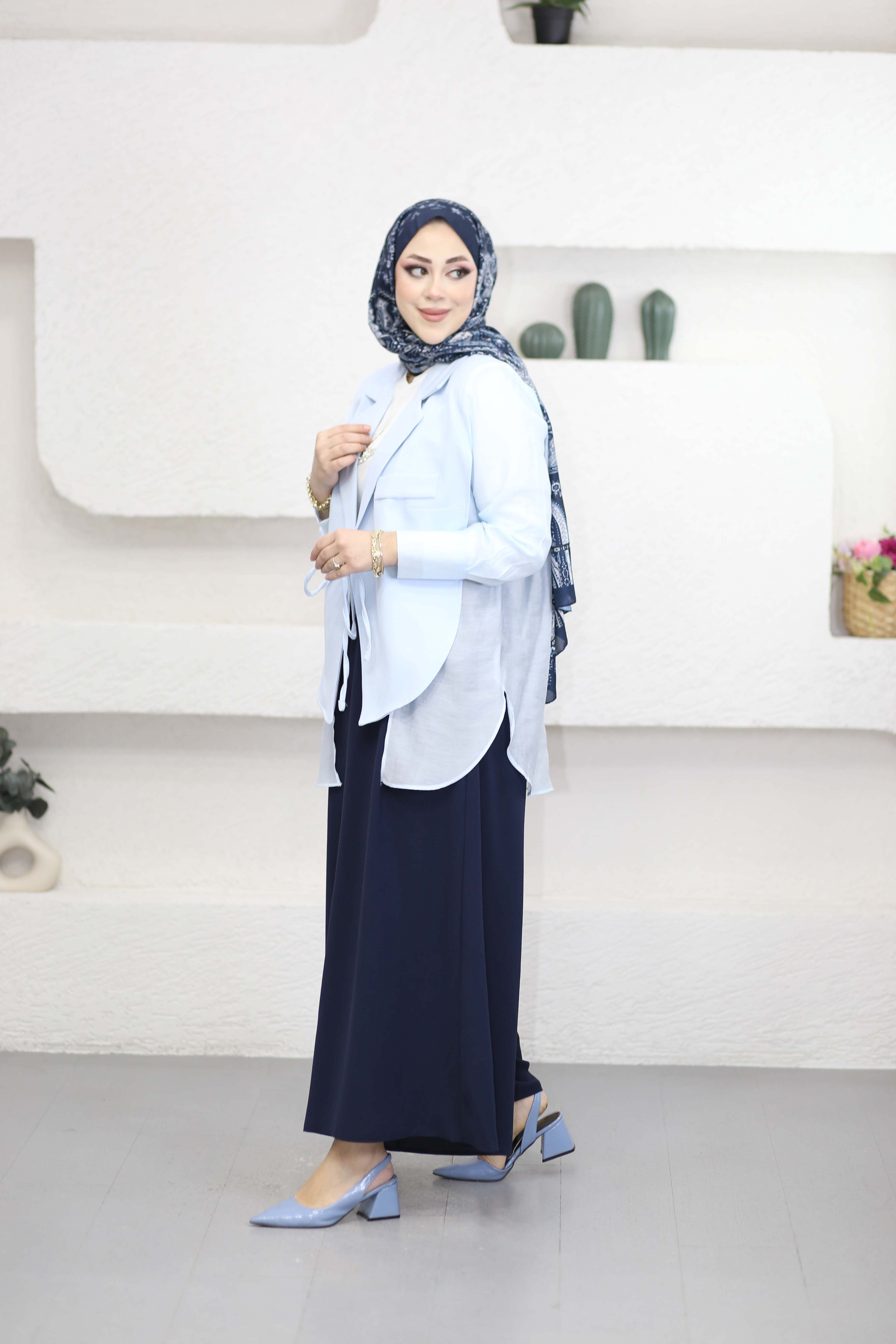 Şifon Detaylı Ceket Bebe Mavi 1269