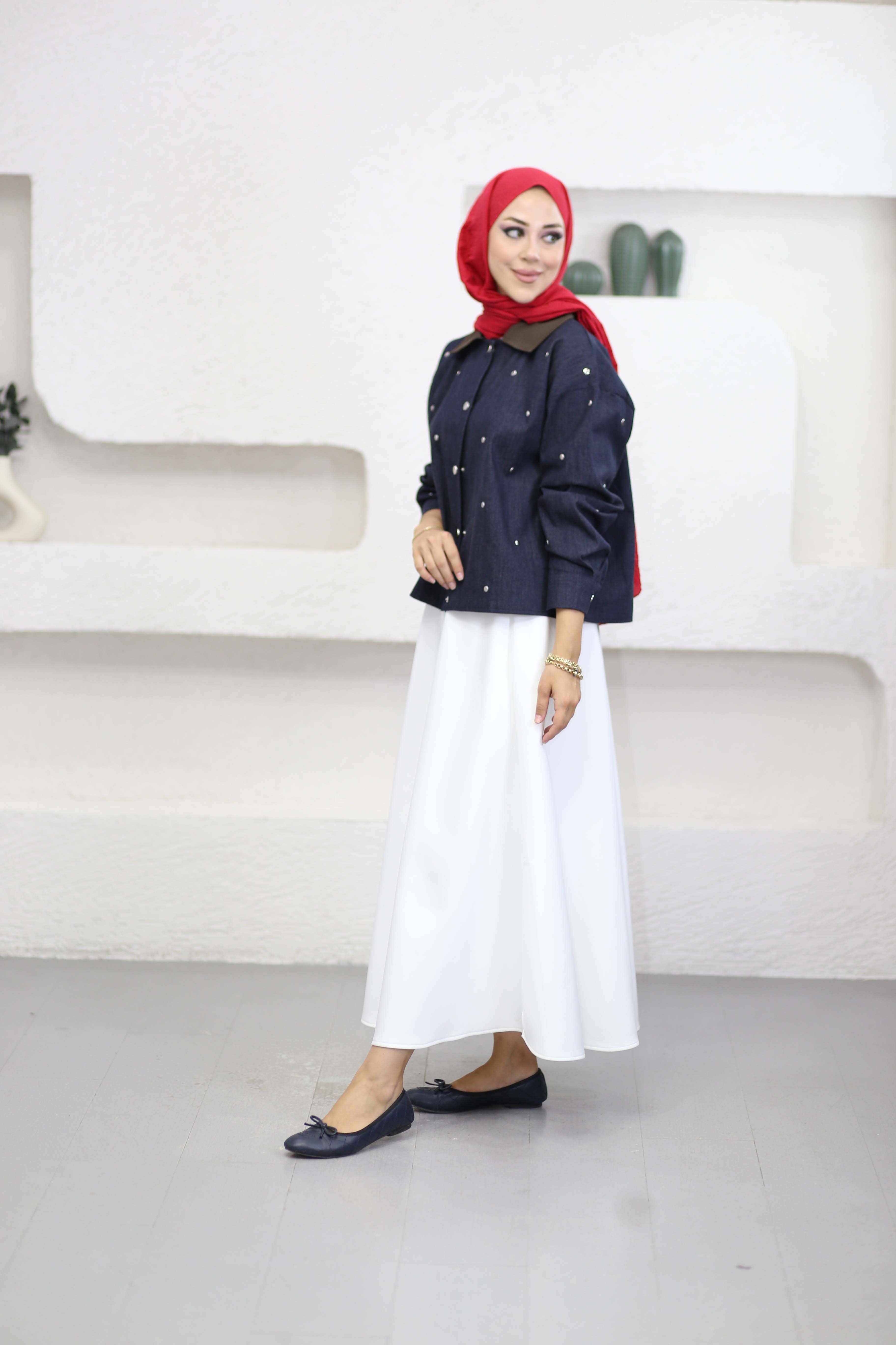 Drop Detaylı Kot Ceket Lacivert 3351