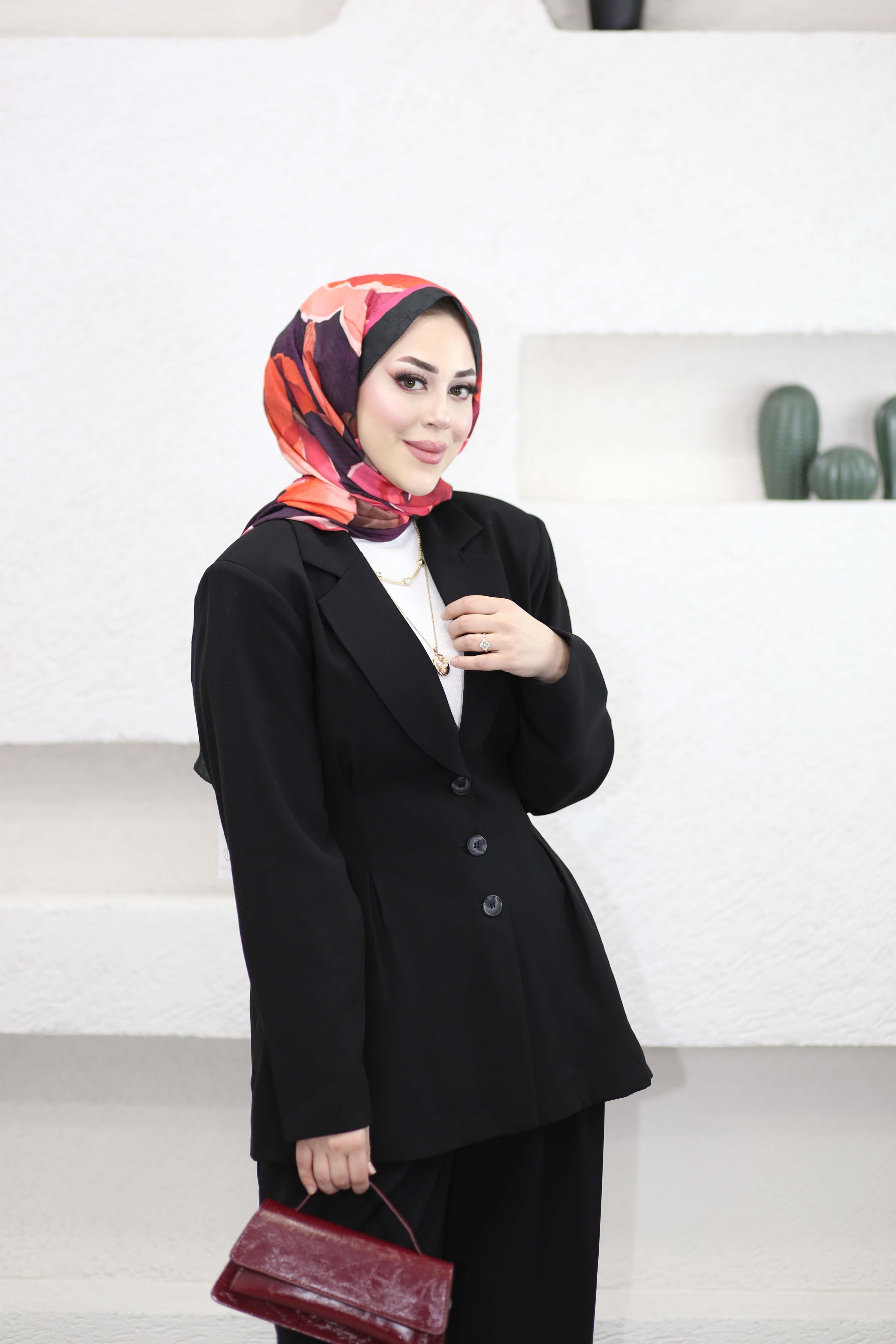 Pile Detay Ceket Siyah 7667