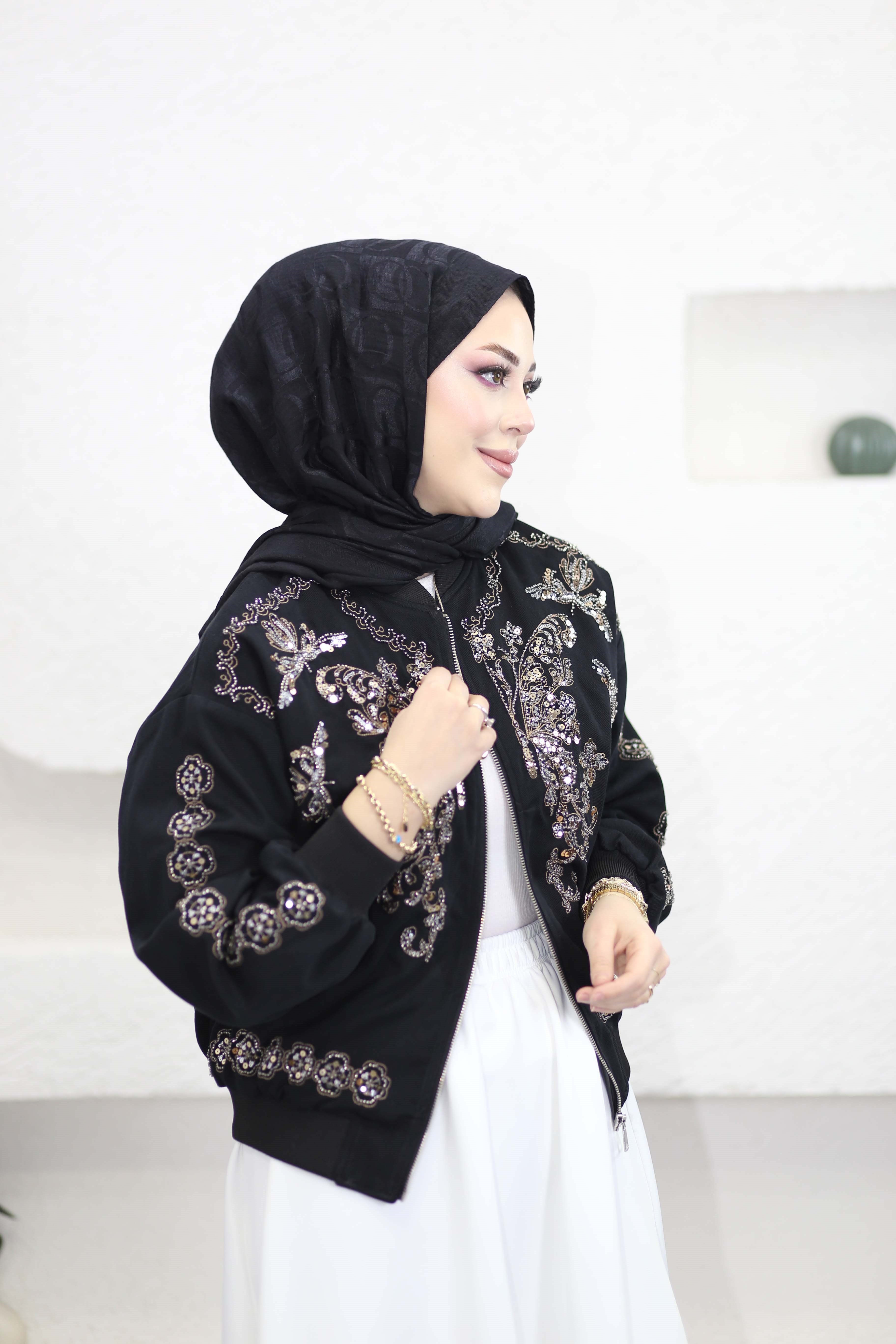 Kelebek Desen İthal Ceket Siyah 99928