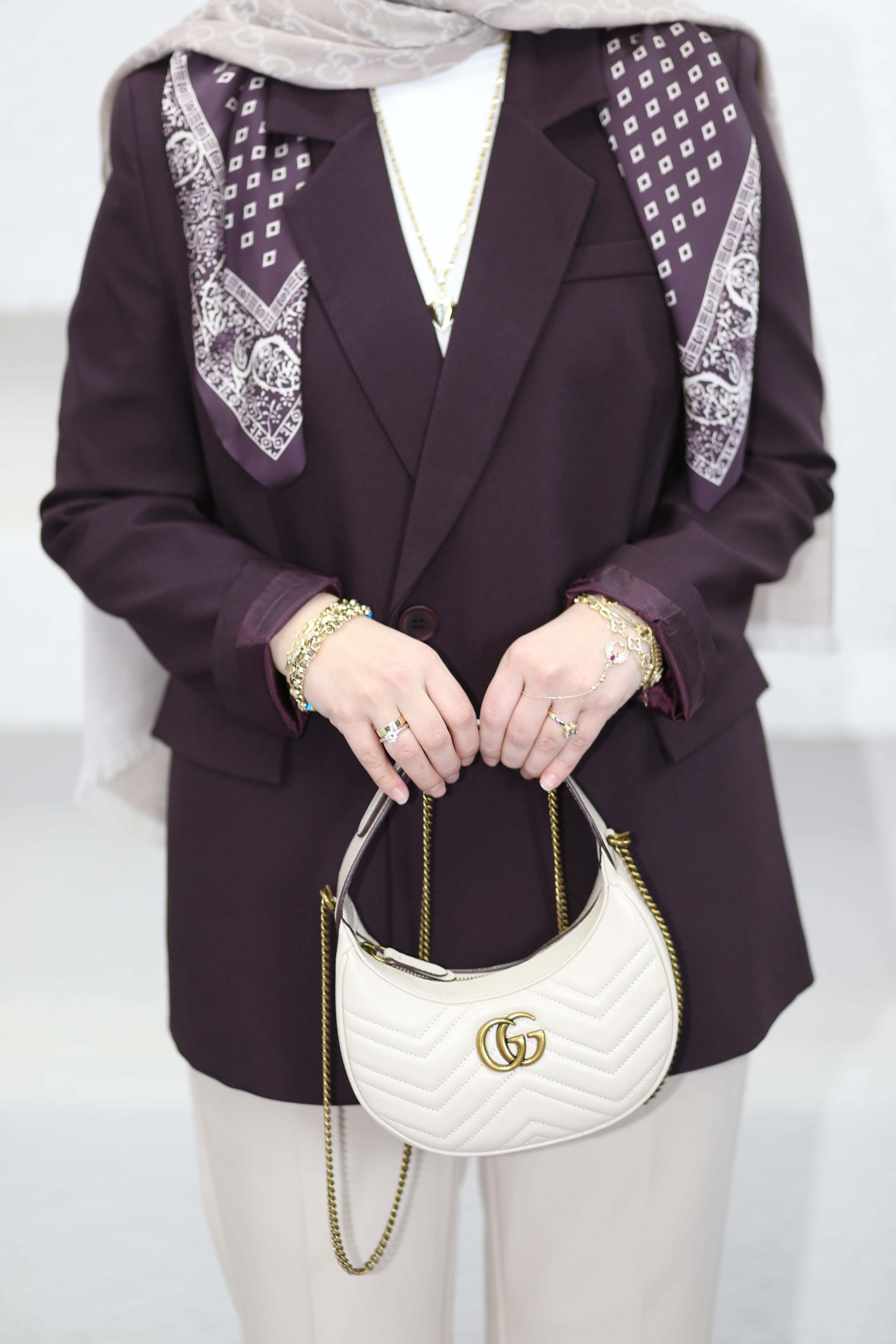 Fular Detaylı Blazer Ceket Mürdüm 7665