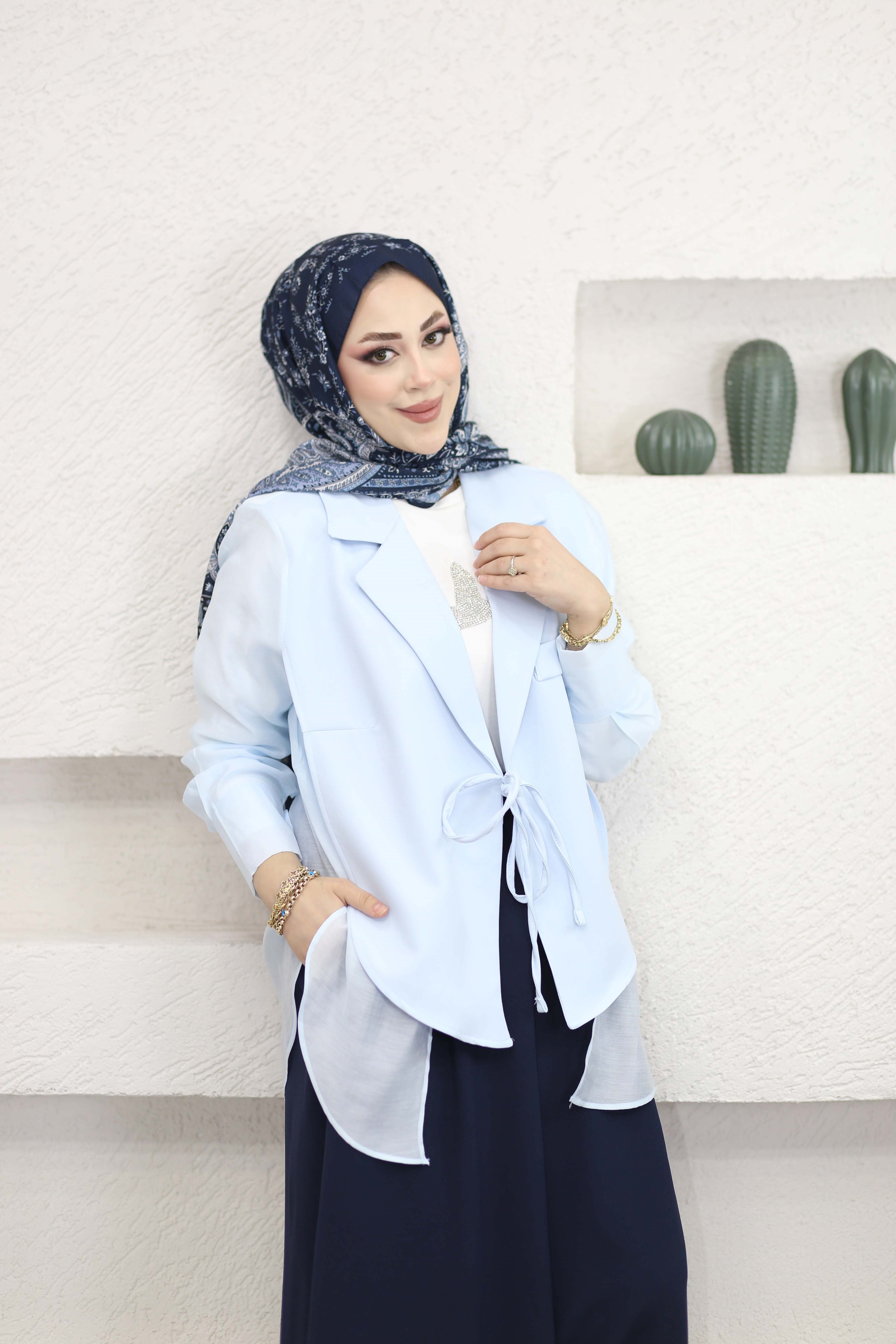 Şifon Detaylı Ceket Bebe Mavi 1269