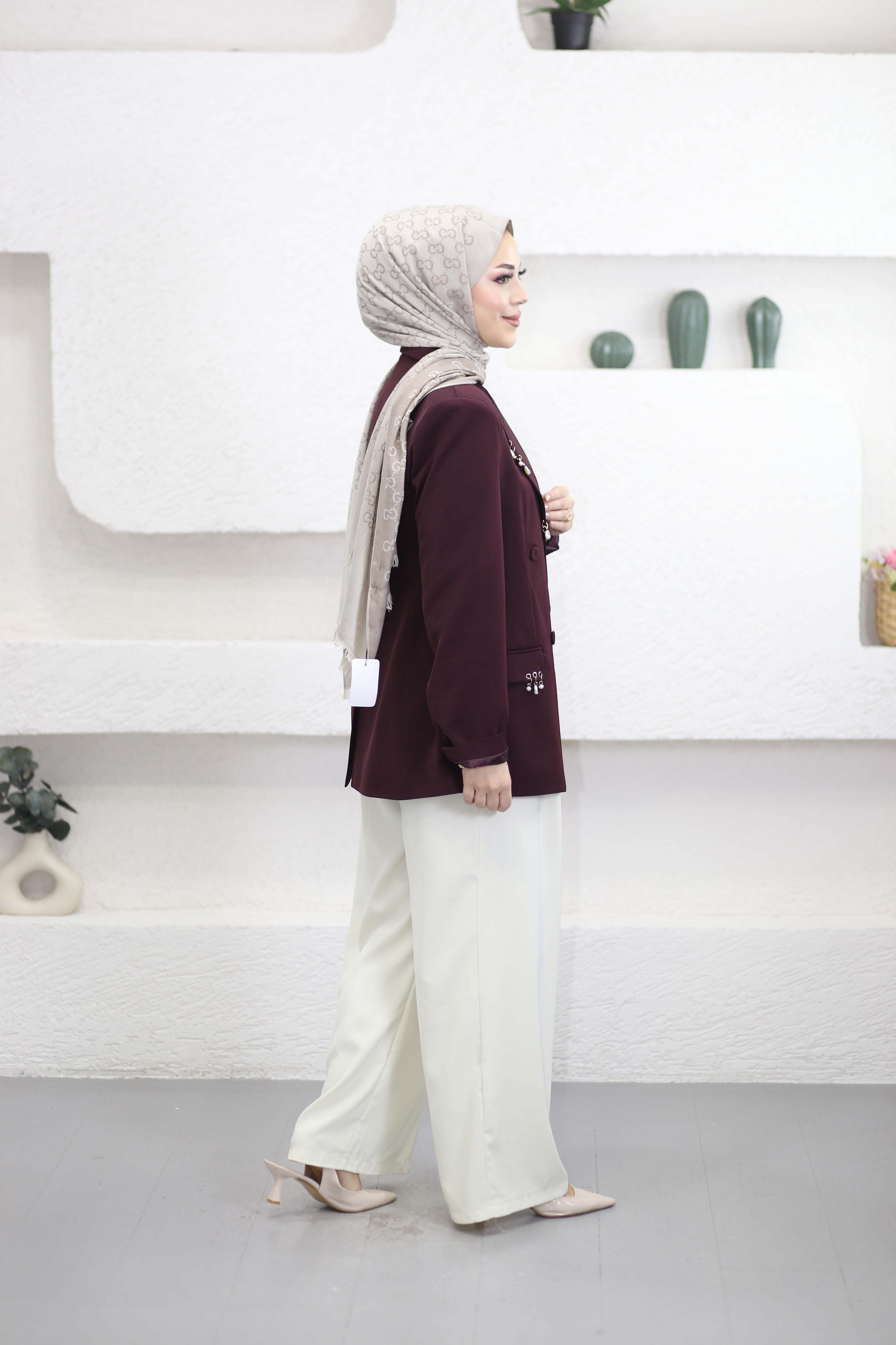 Küpeli Ceket Bordo 58075