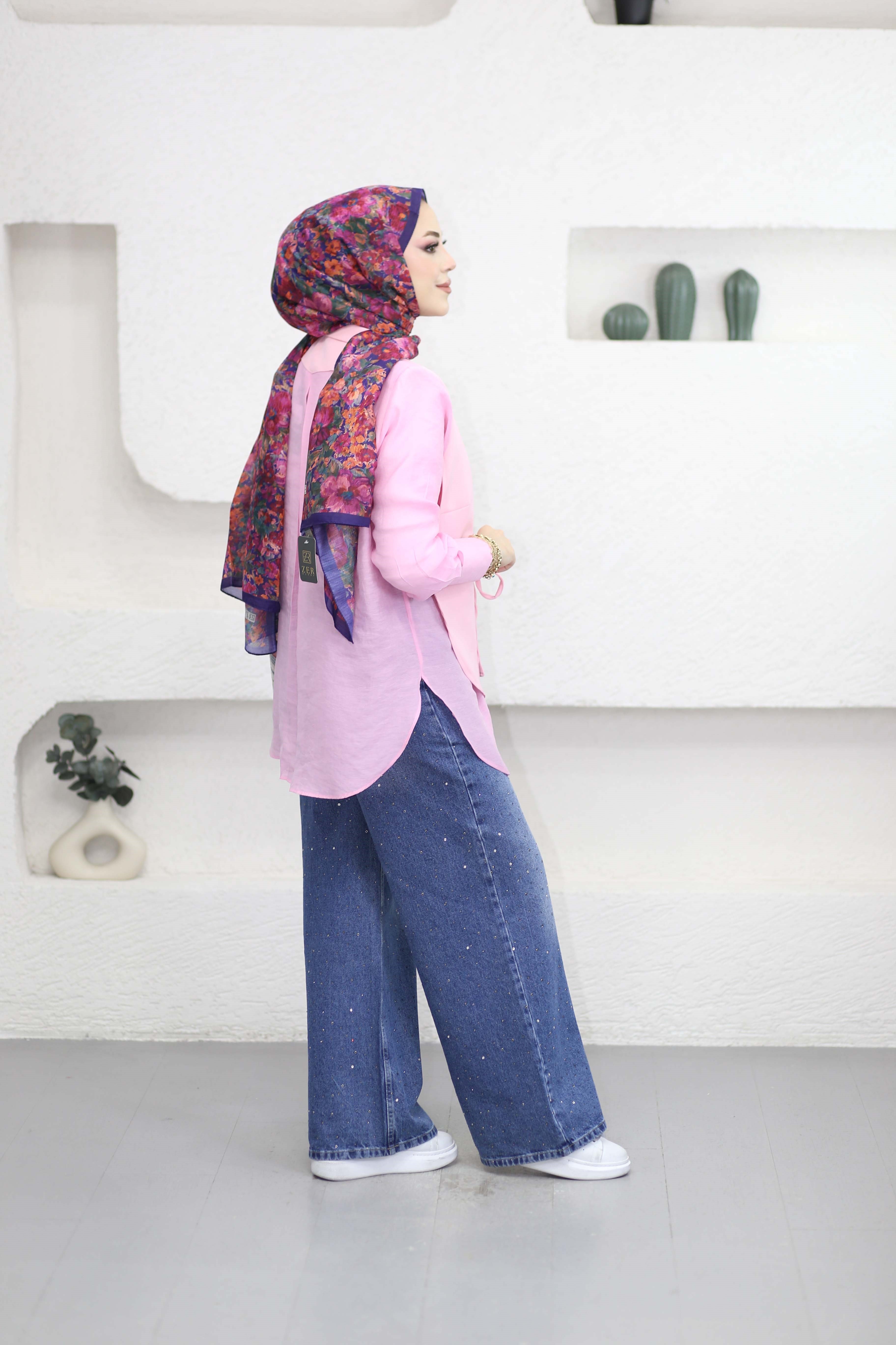 Şifon Detaylı Ceket Pembe 1269