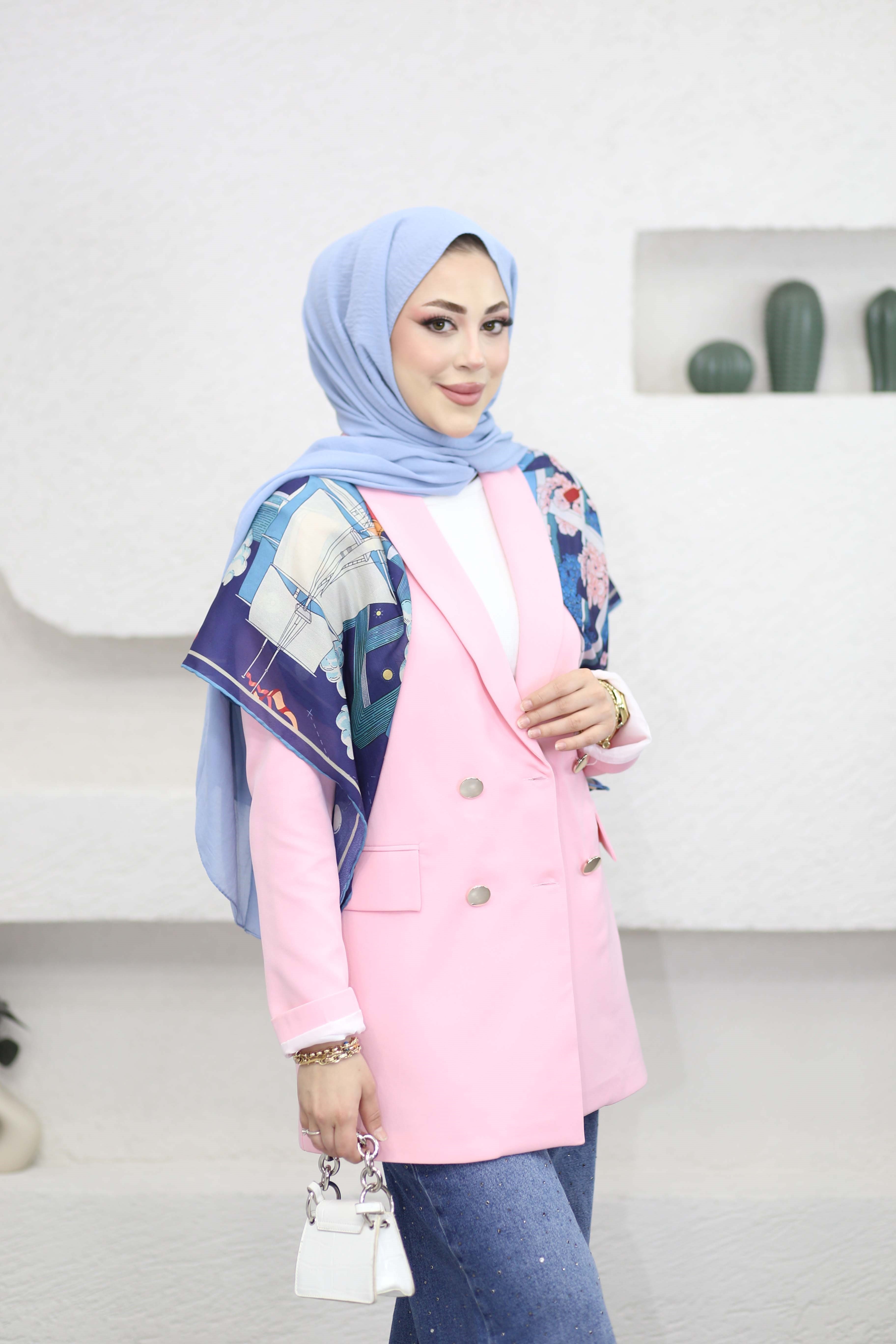 Düğmeli Ceket Pembe 1156