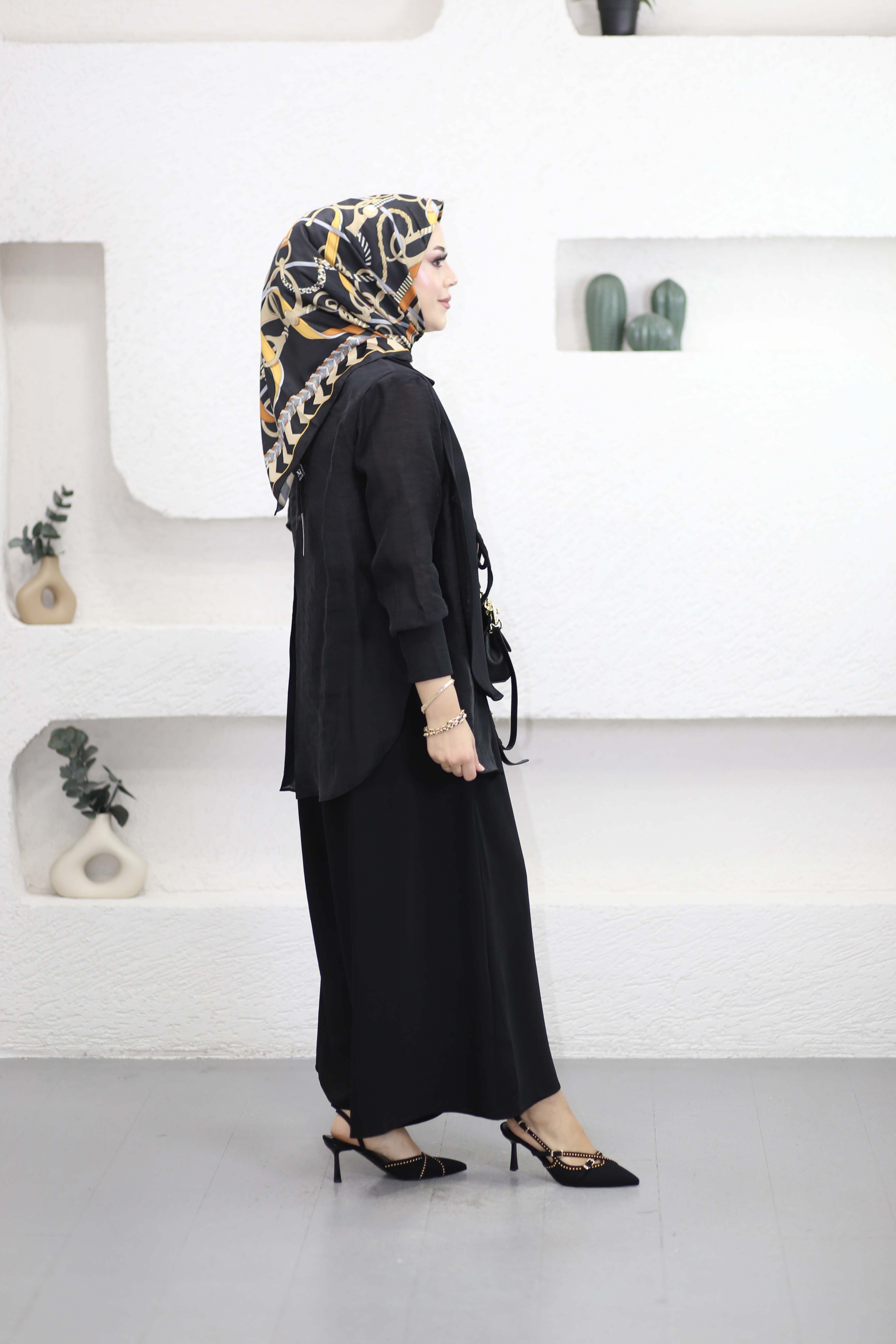 Şifon Detaylı Ceket Siyah 1269